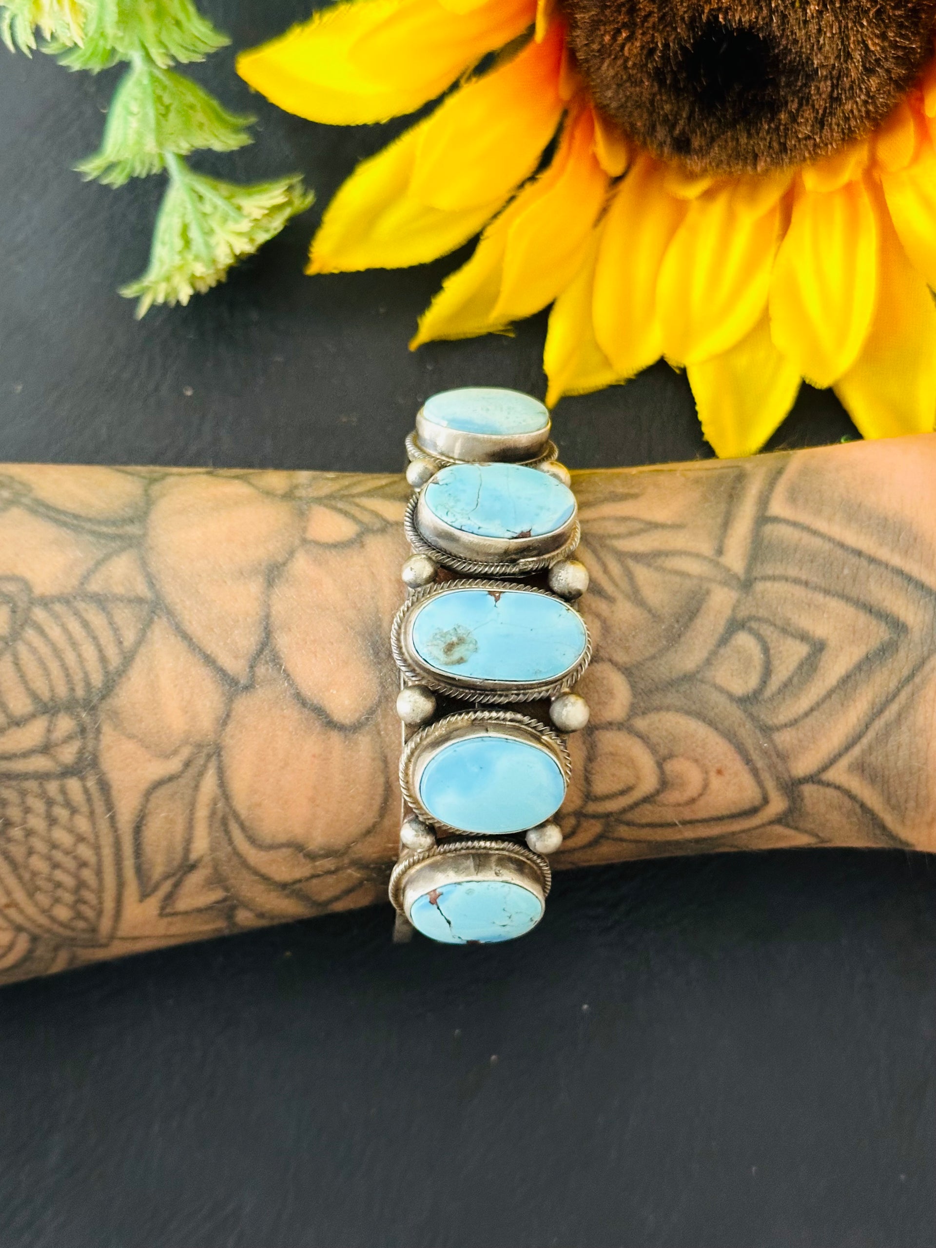 Kathleen Chavez Golden Hills Turquoise & Sterling Silver Cuff Bracelet