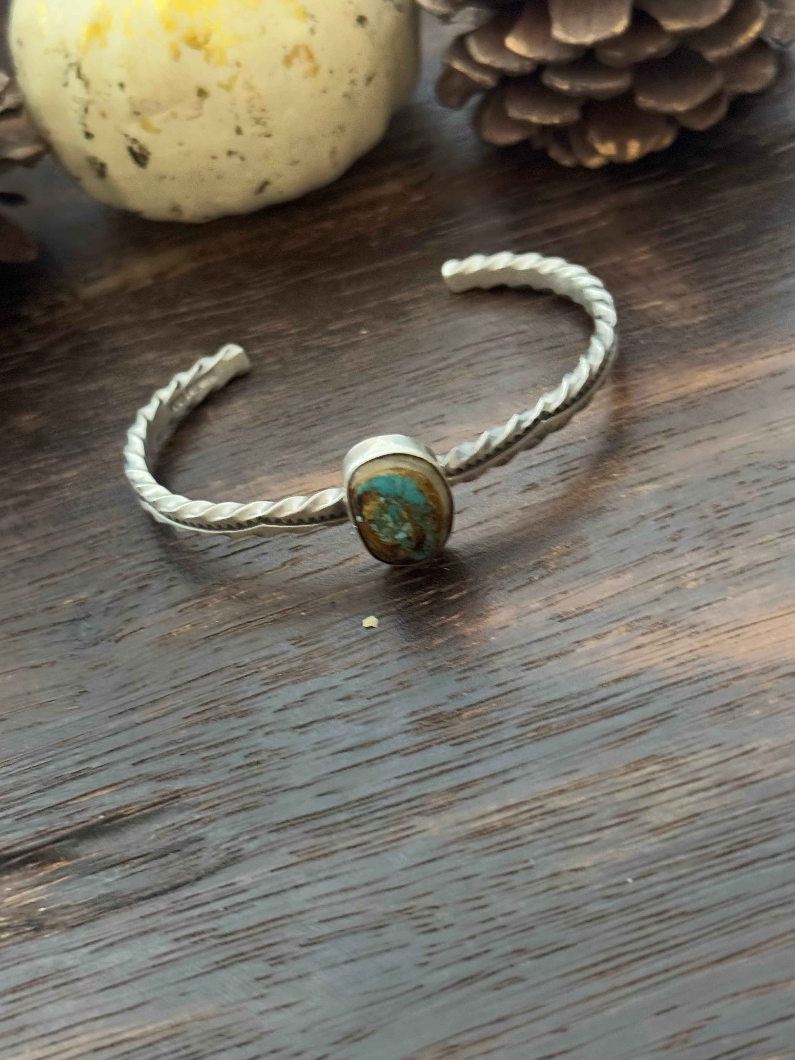 Navajo Made Royston Turquoise & Sterling Silver Cuff Bracelet