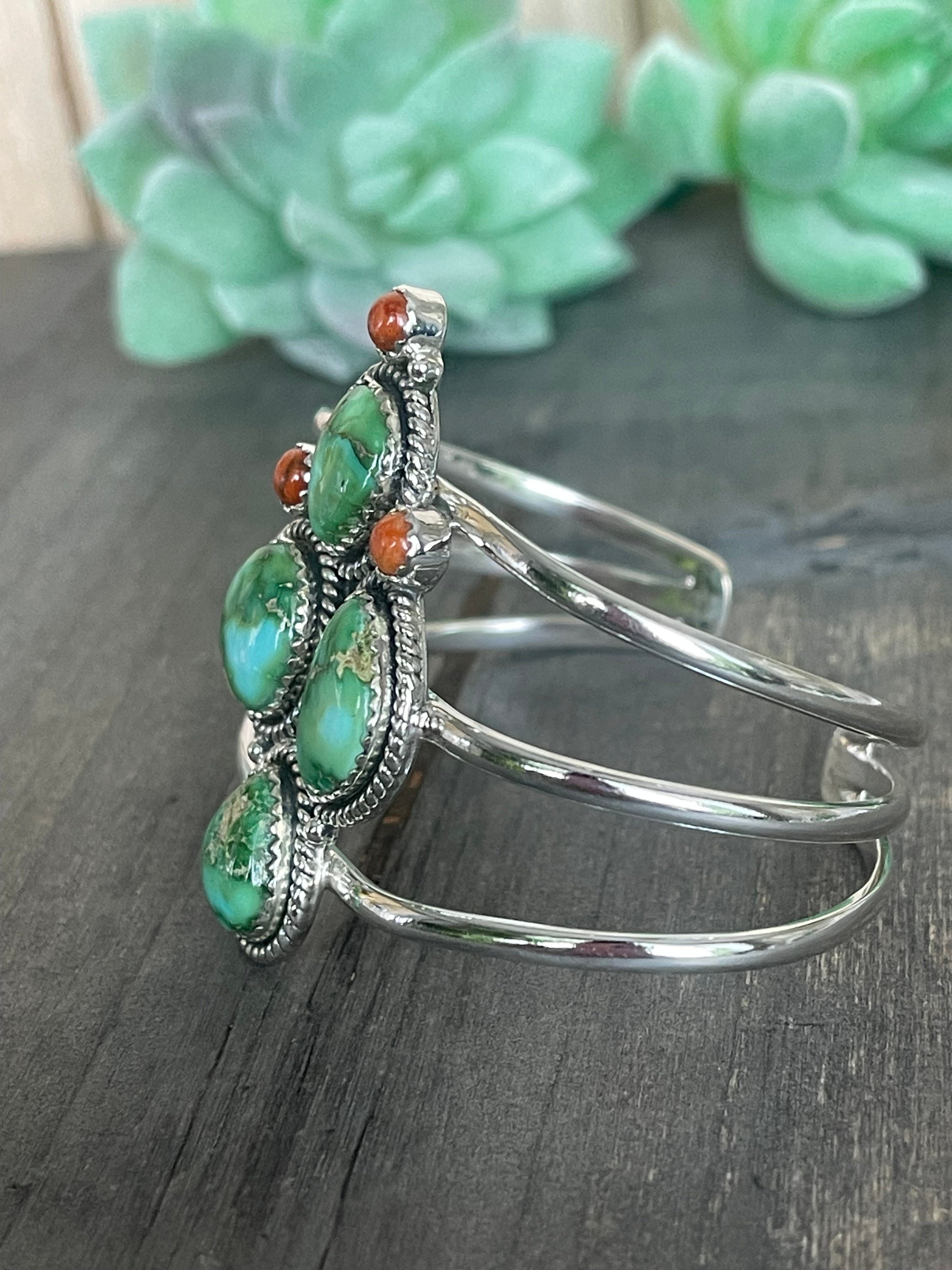 Southwest Handmade Multi Stone & Sterling Silver Cuff Bracelet