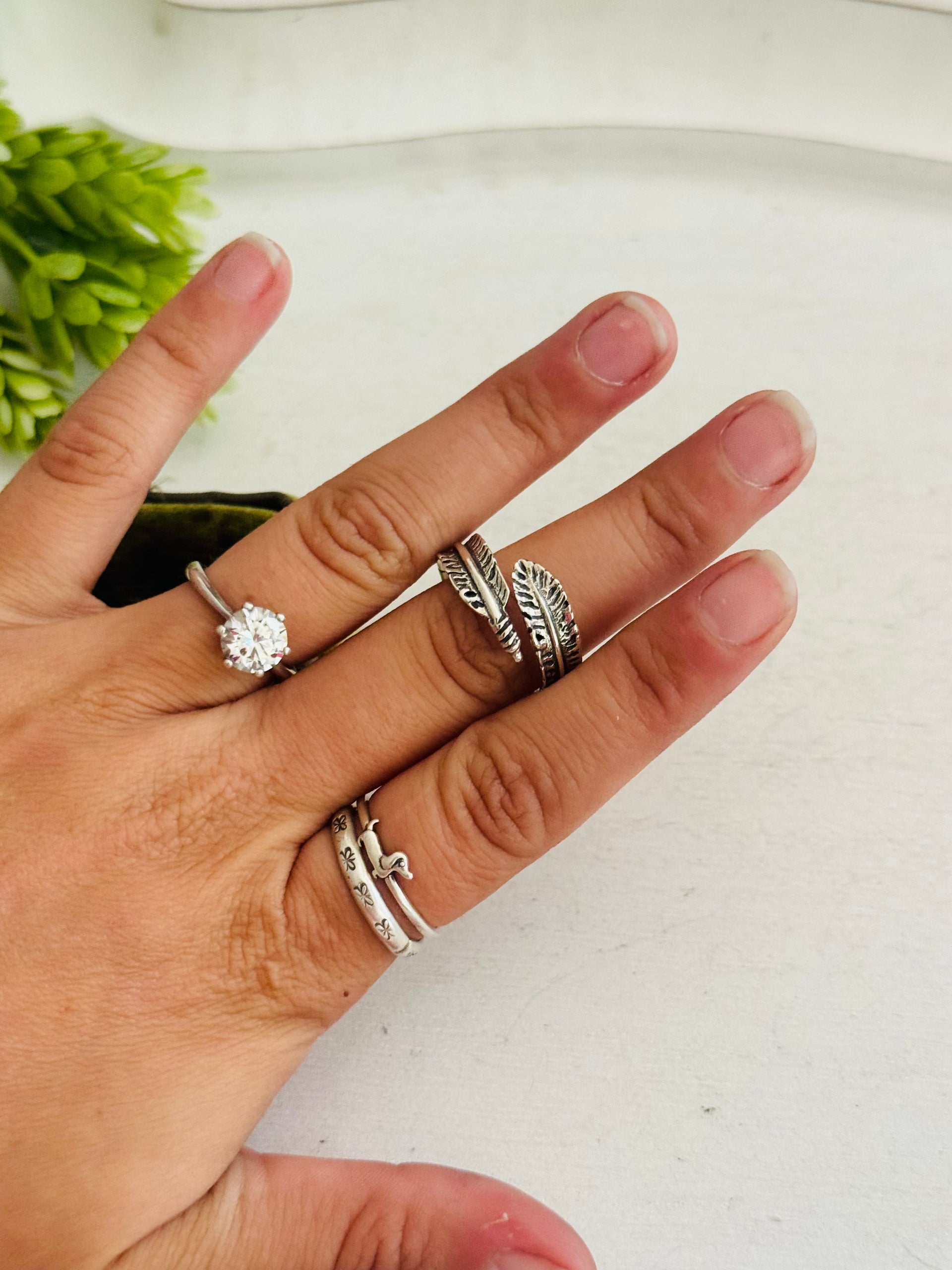 Southwest Made Sterling Sliver Adjustable Feather Ring