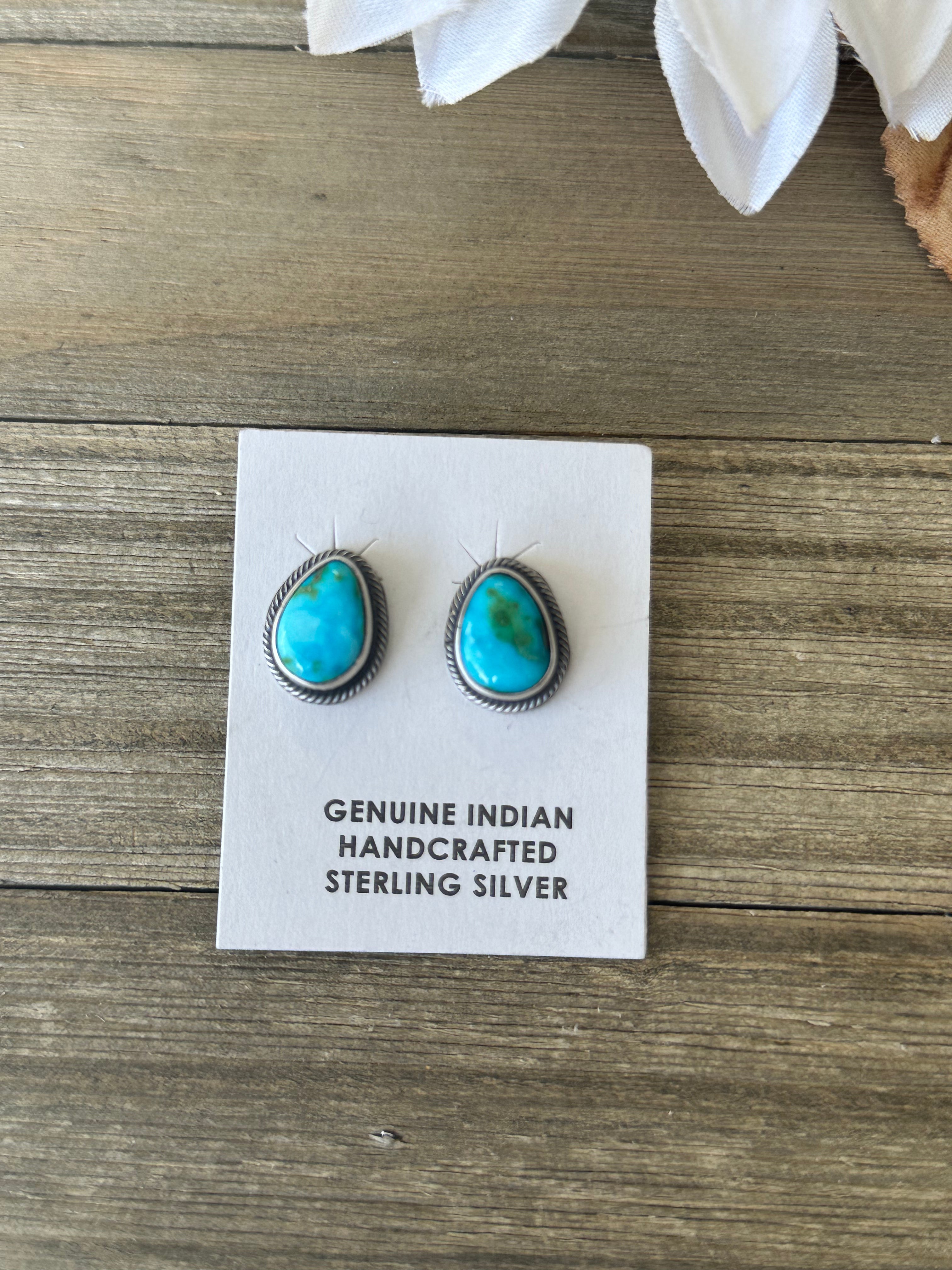 Timothy Yazzie Sonoran Gold Turquoise & Sterling Silver Post Earrings