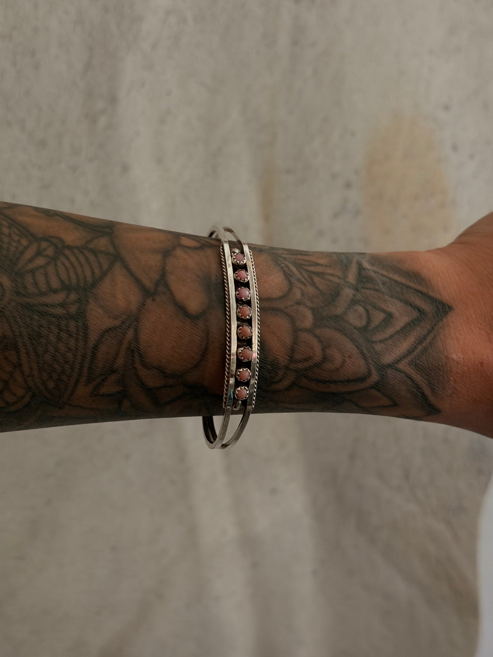 Zuni Made Pink Conch & Sterling Silver Cuff Bracelet