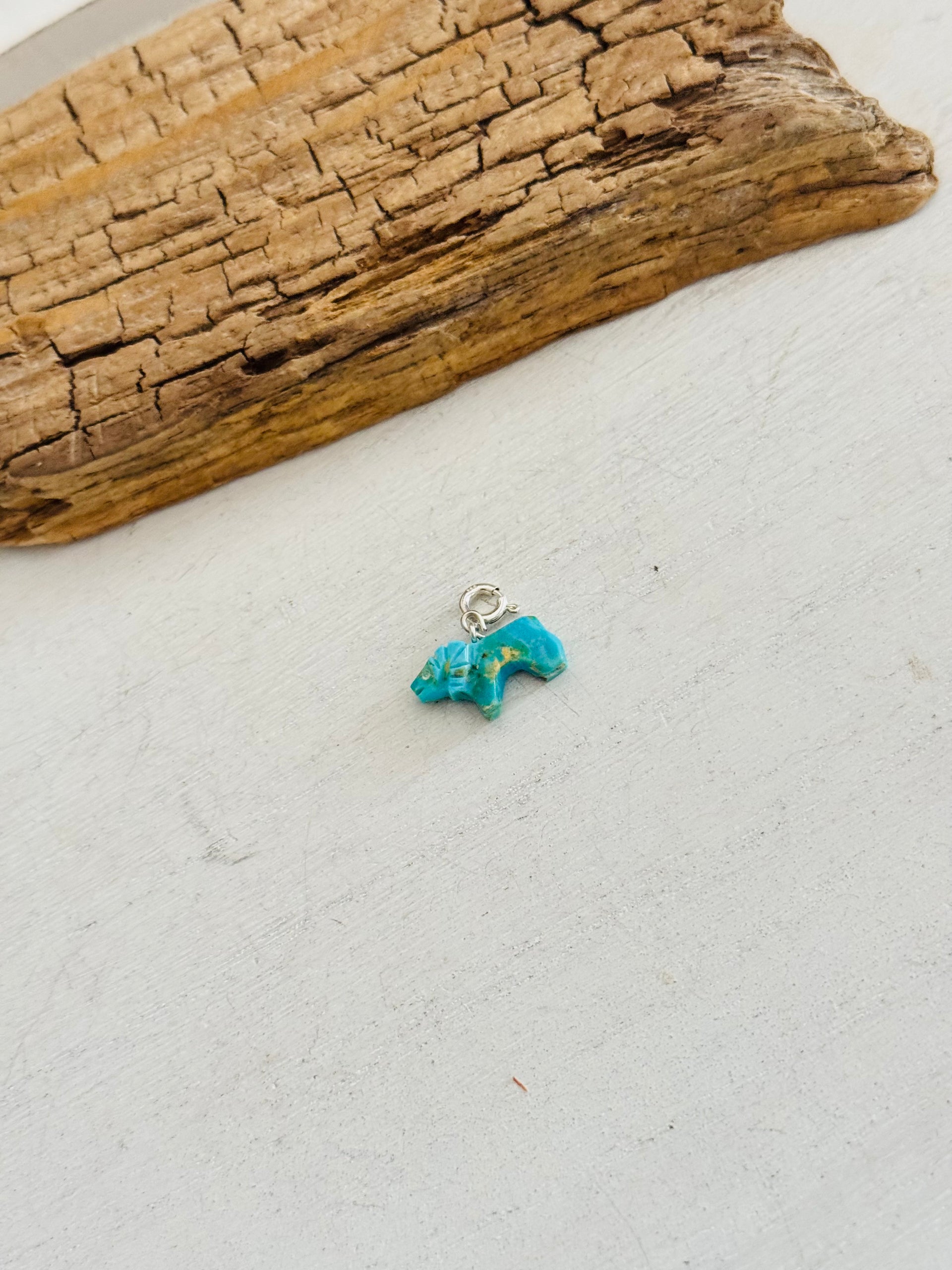 Navajo Made Mohave Turquoise & Sterling Silver Lion Charms