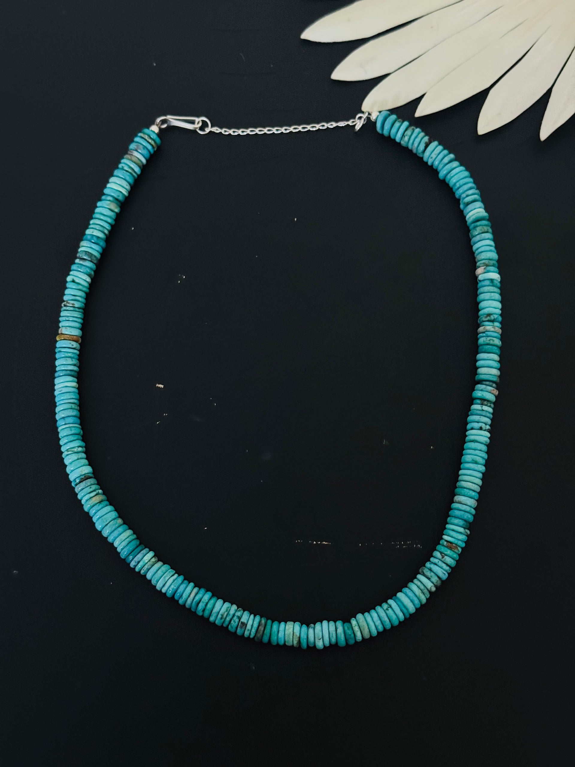 Navajo Strung Kingman Turquoise & Sterling Silver Beaded Necklace