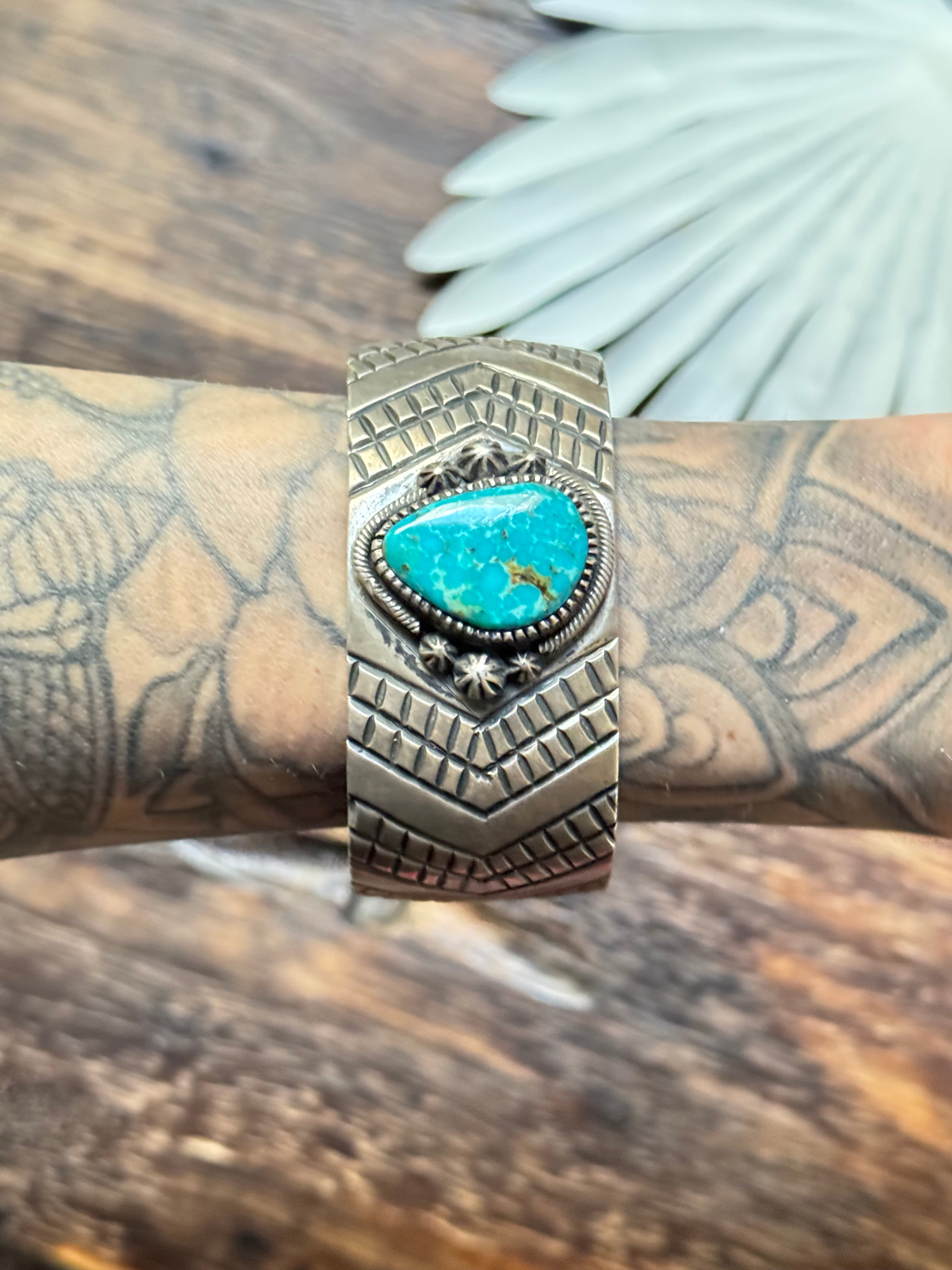 Lester James Kingman Turquoise & Sterling Silver Cuff Bracelet