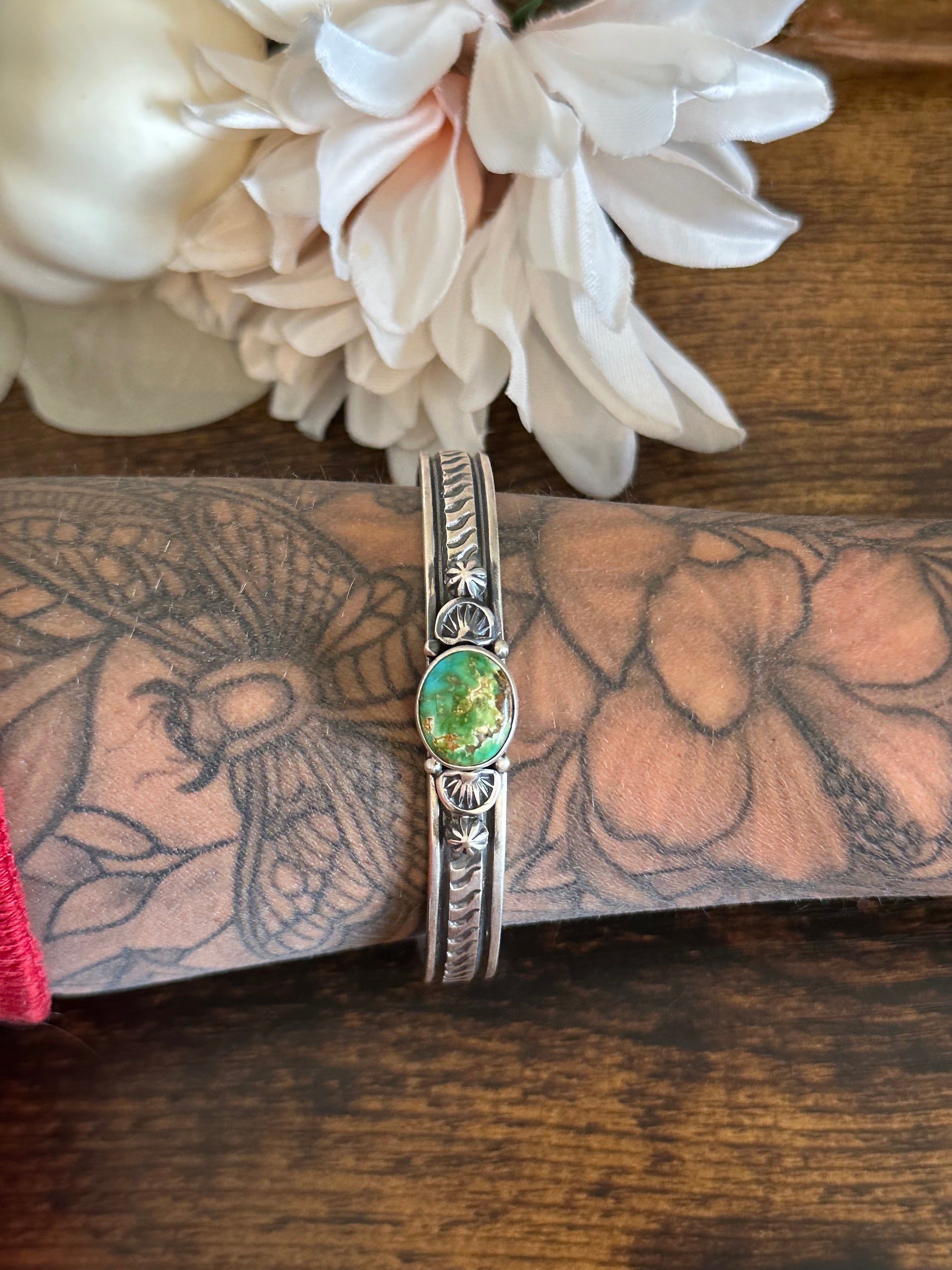 Francis Yazzie Sonoran Gold Turquoise and Sterling Silver Cuff Bracelet