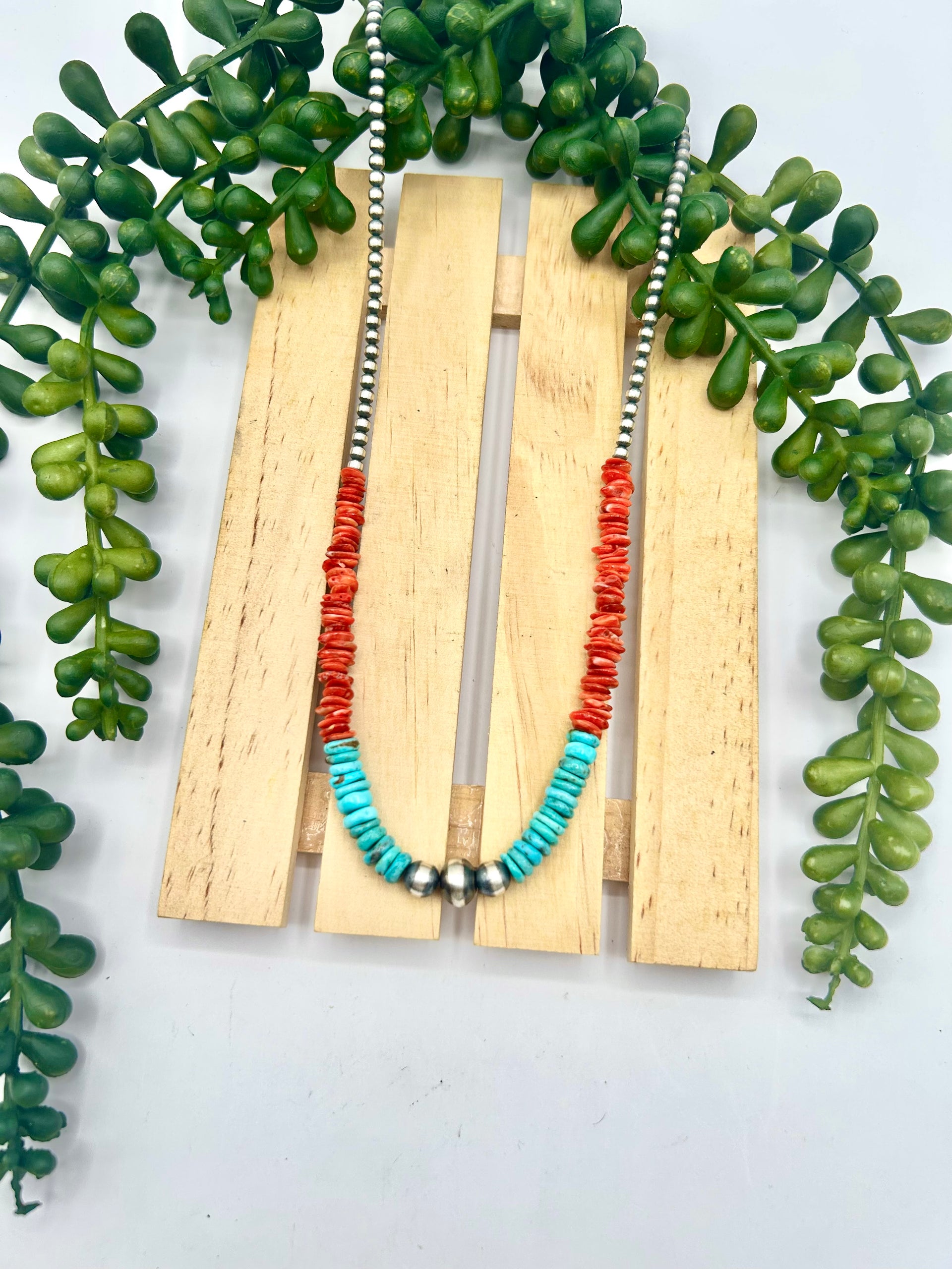 Navajo Made Strung Multi Stone & Sterling Silver Necklace