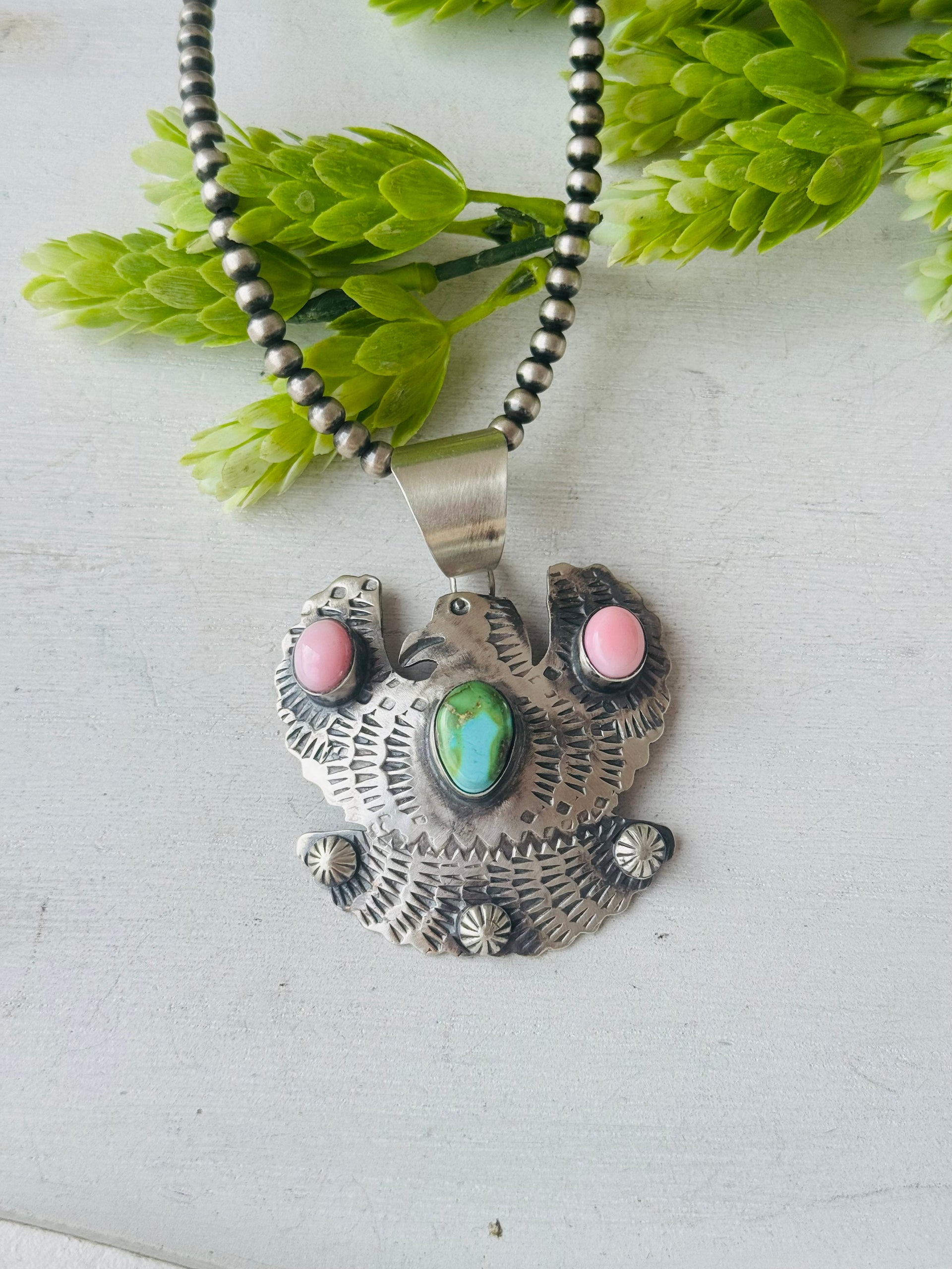 Chimney Butte Multi Stone & Sterling Silver Thunderbird Pendant