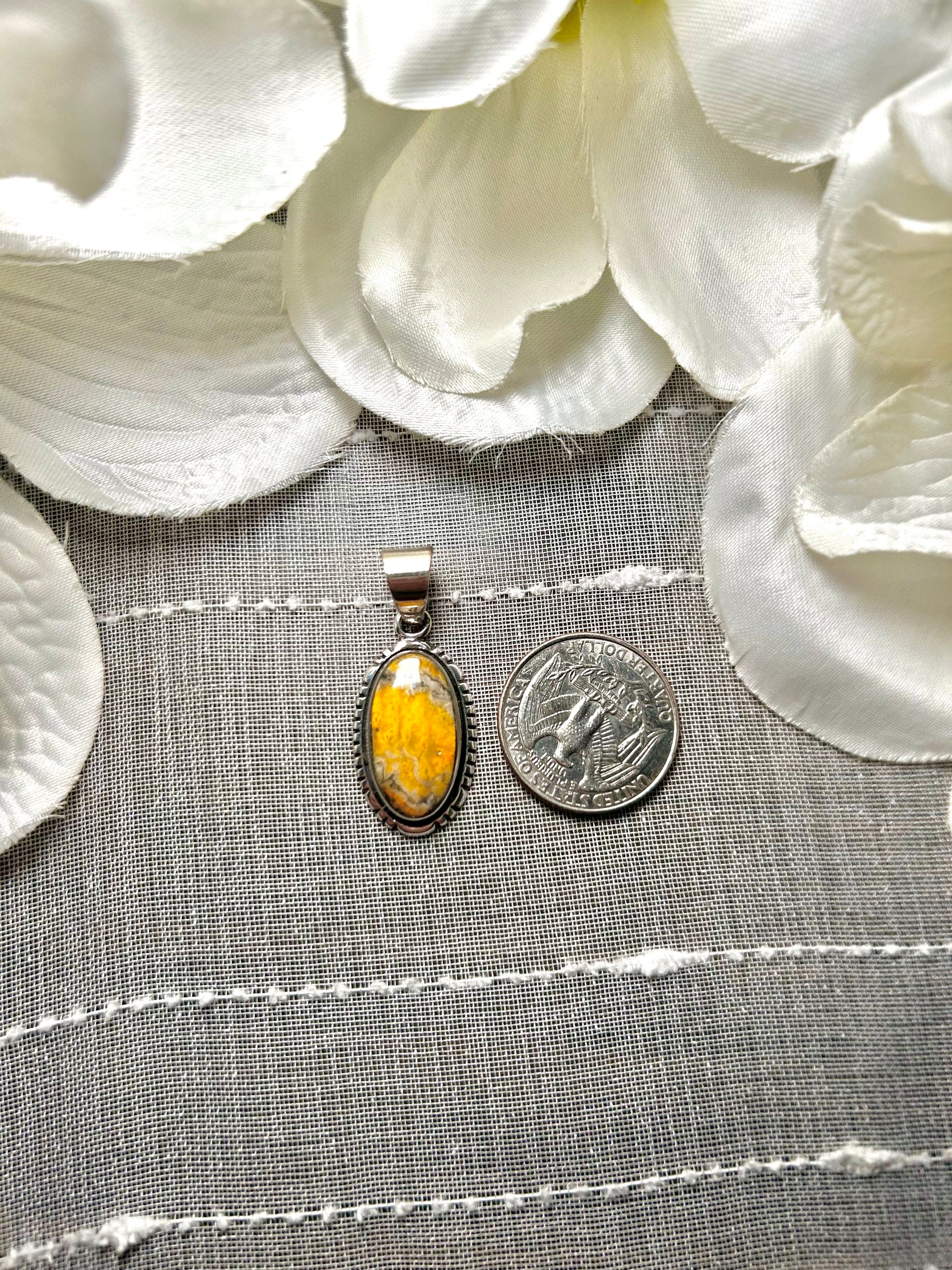 Navajo Made BB Agate & Sterling Silver Pendant