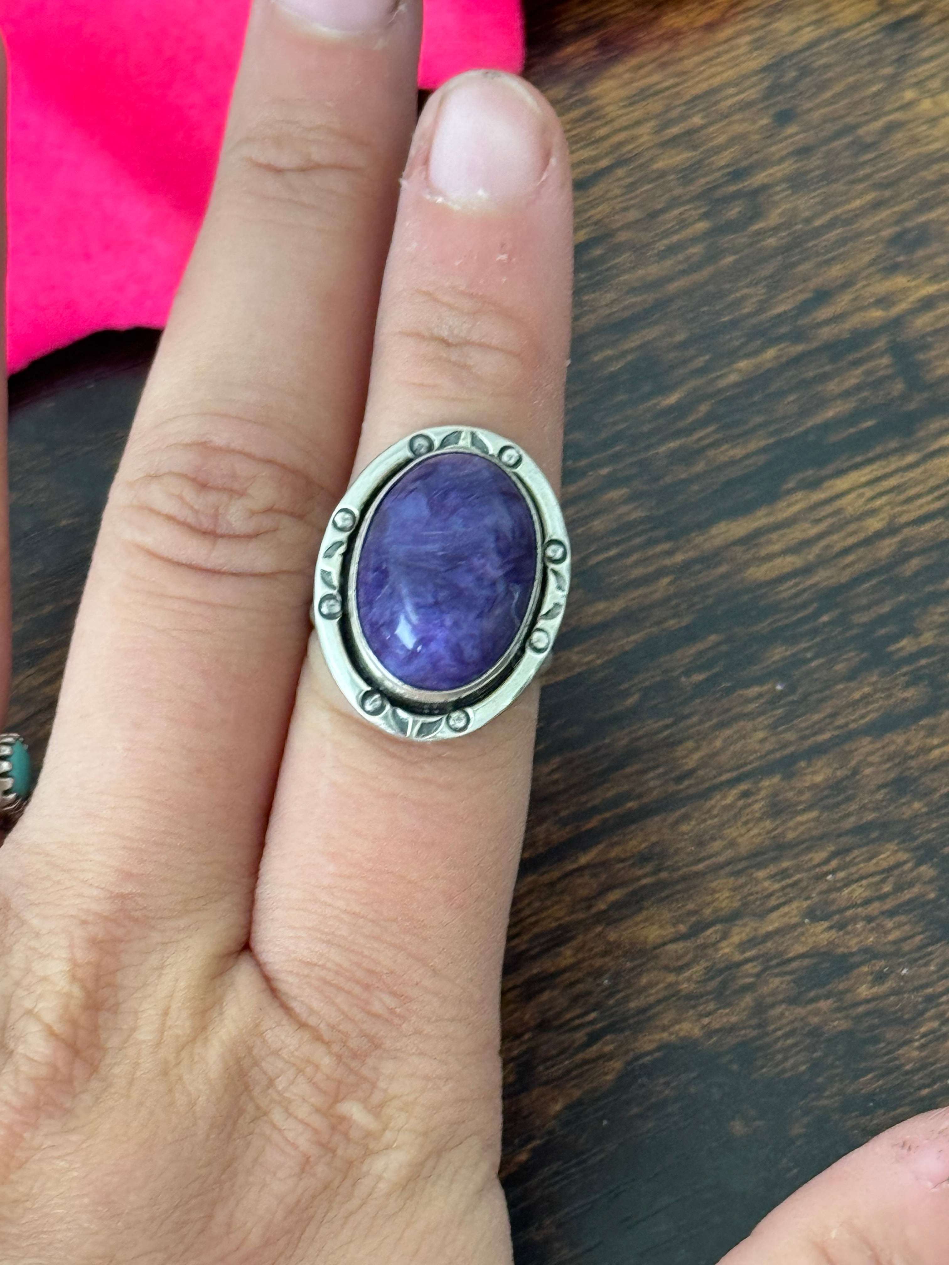 Navajo Made Charoite & Sterling Silver Ring