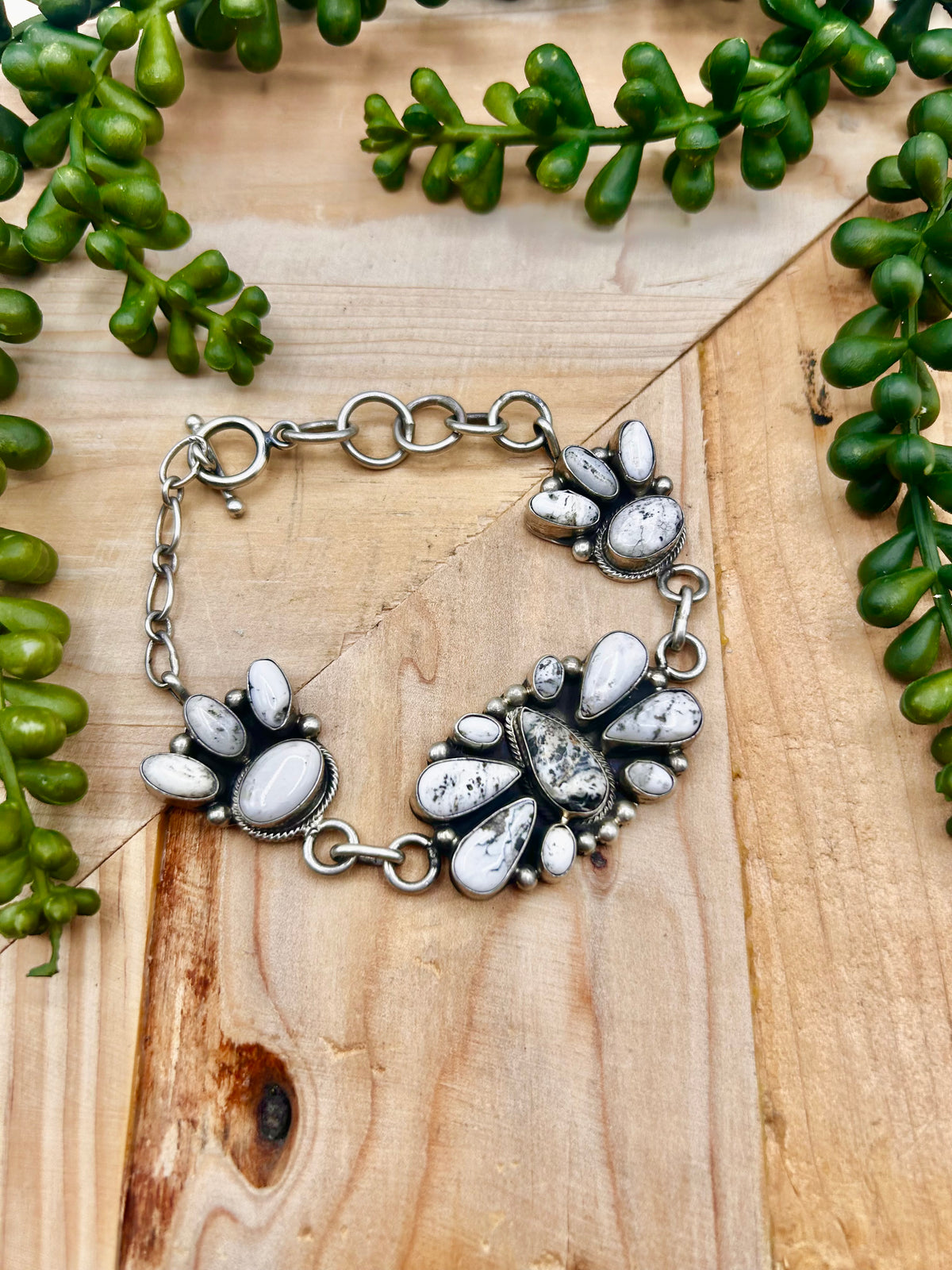 Sheila Becenti White Buffalo & Sterling Silver Link Bracelet