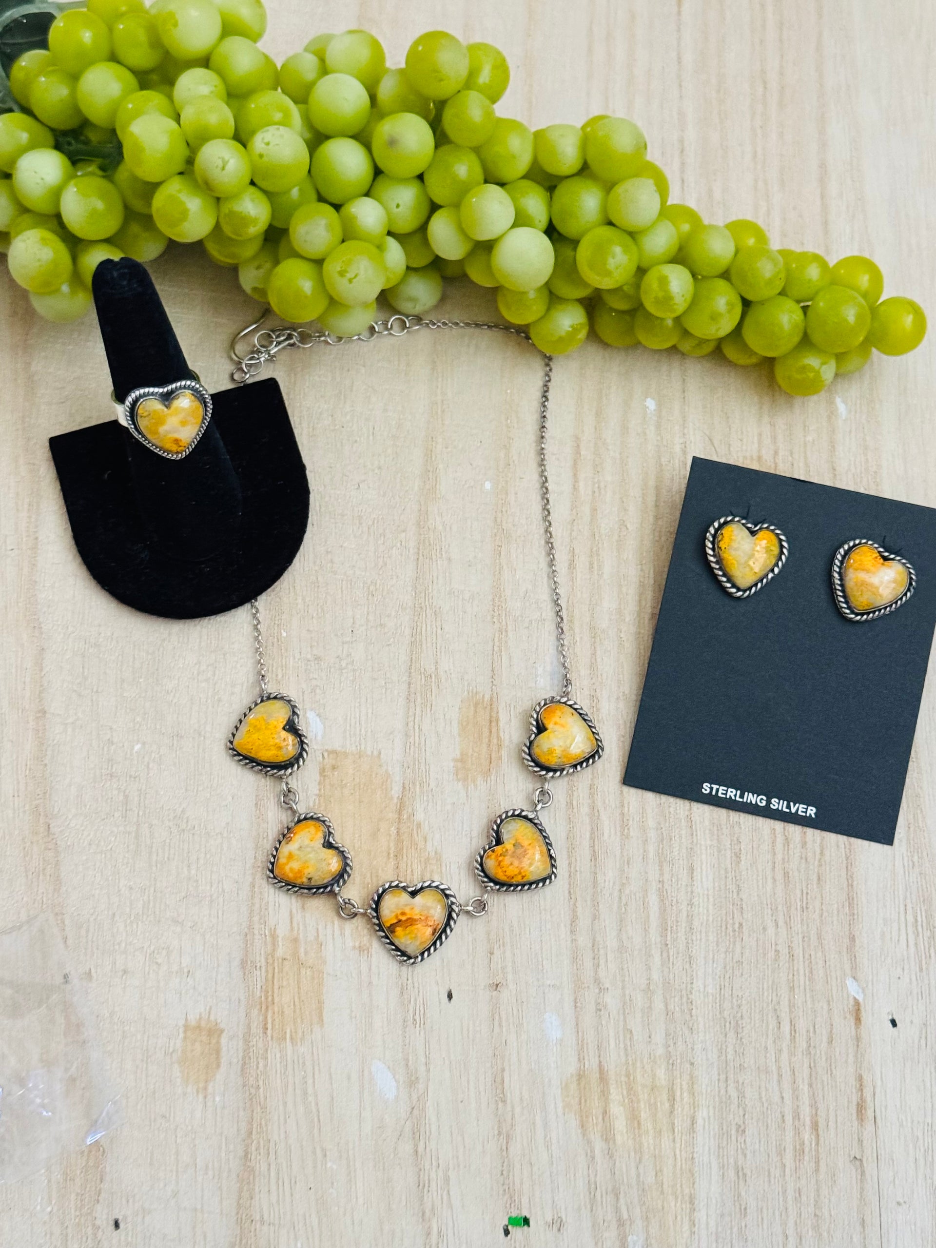 Southwest Made Bb Agate & Sterling Silver Chocker Necklace Set