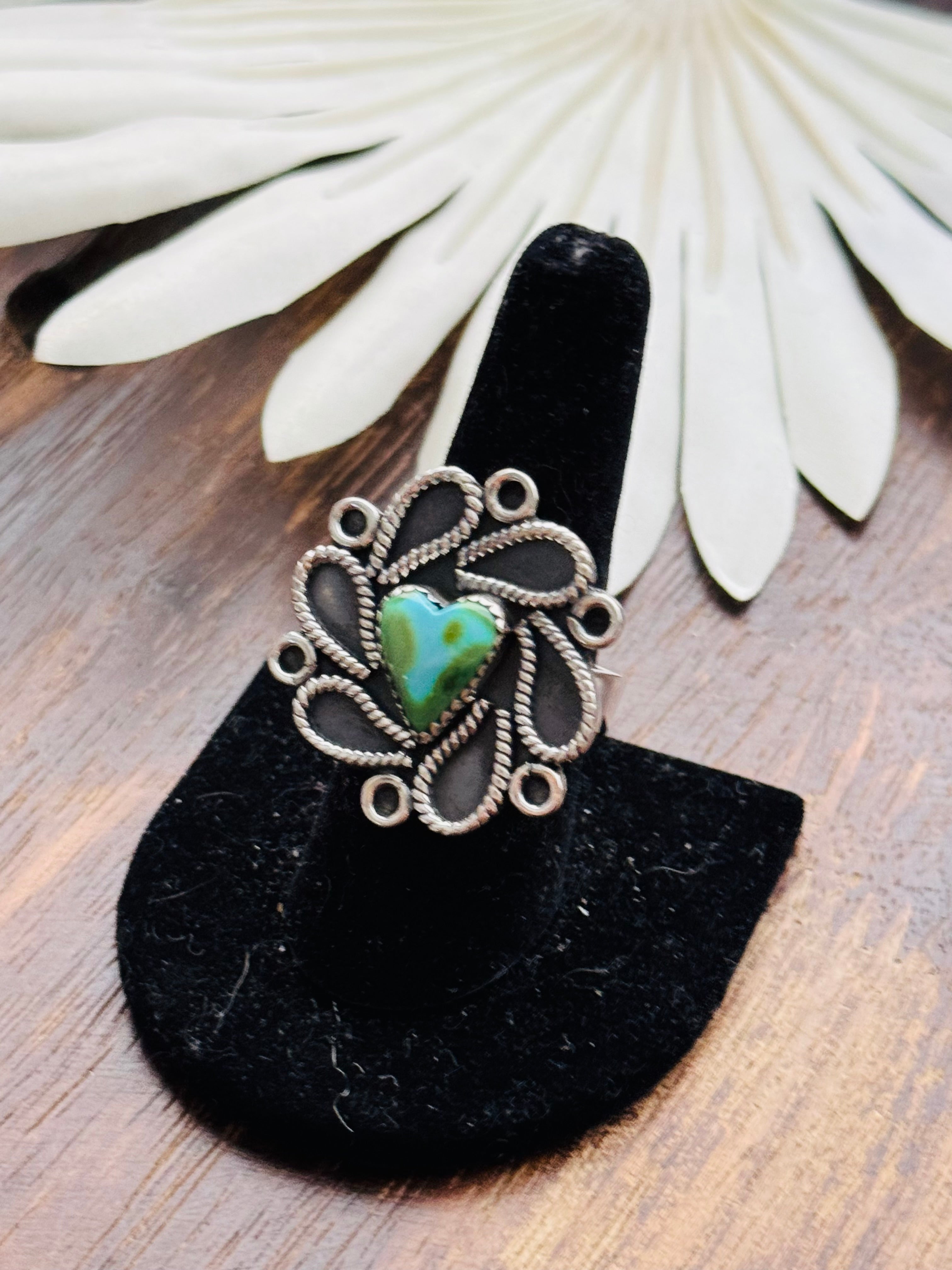 Southwest Handmade Sonoran Mountain Turquoise & Sterling Silver Adjustable Cluster Ring