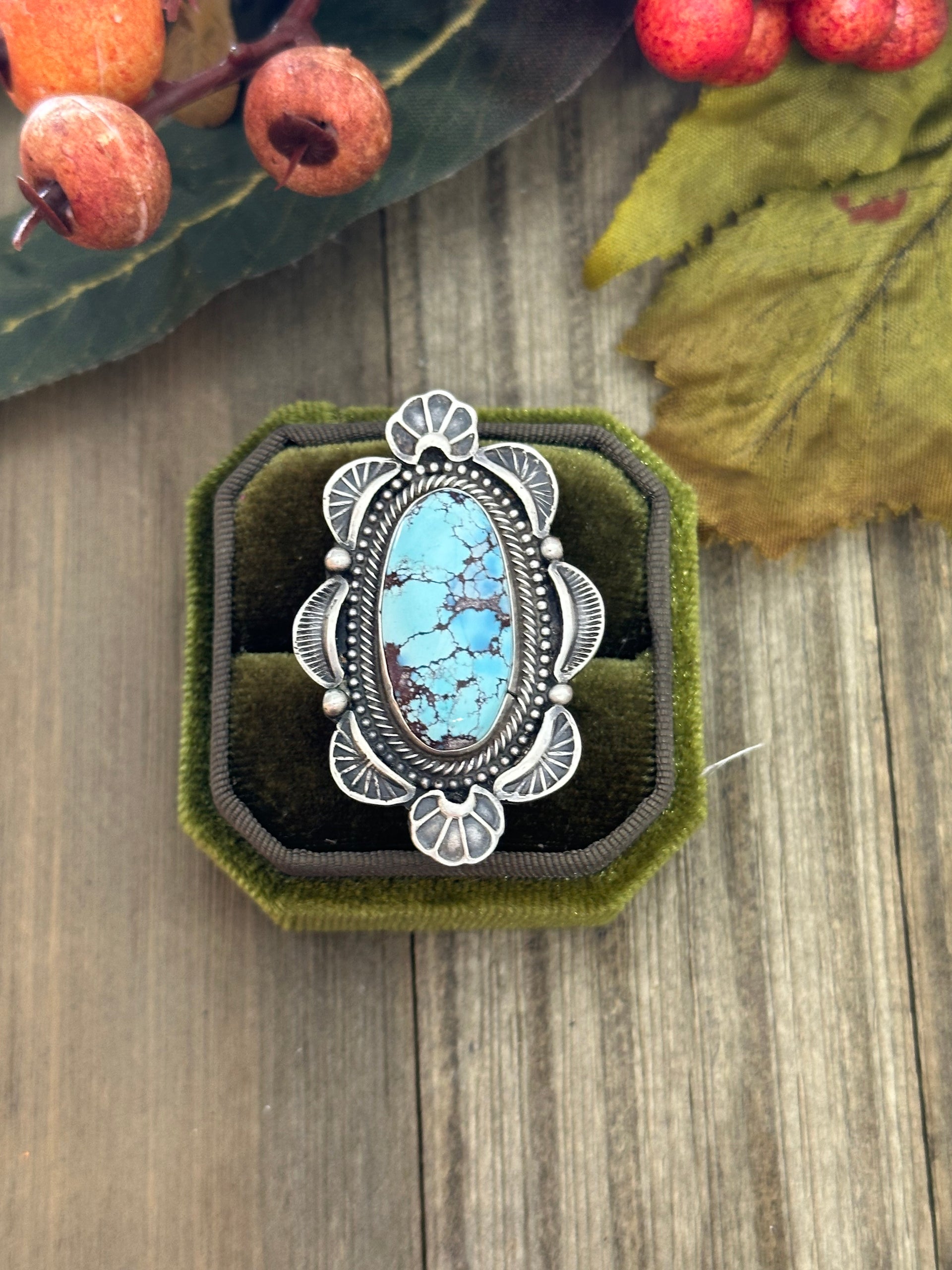 Sheila Tso Golden Hills Turquoise Sterling Silver Ring Size 9.75