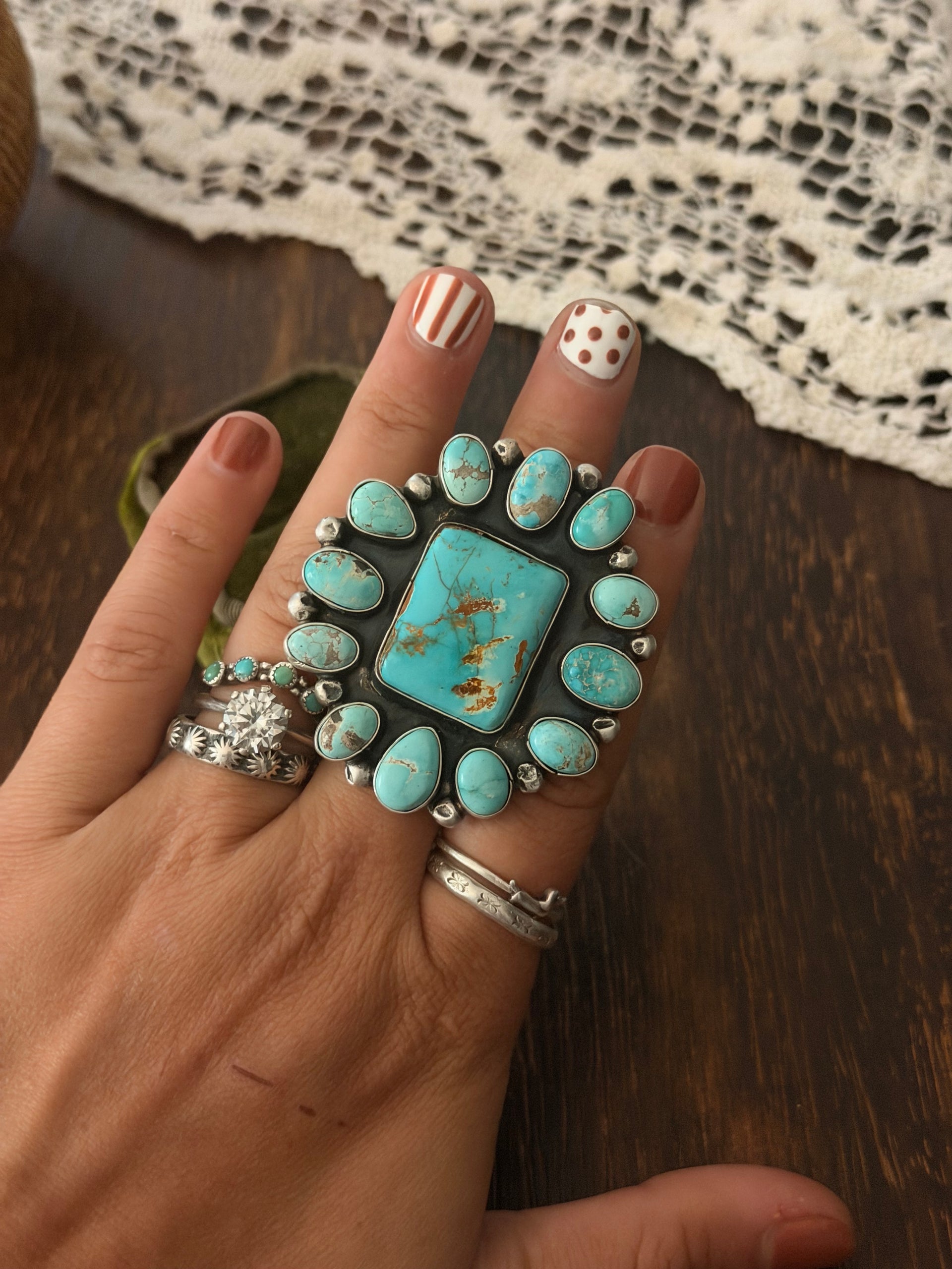 Juanita Mcdonald Natural Royston & Sterling Silver Adjustable Cluster Ring