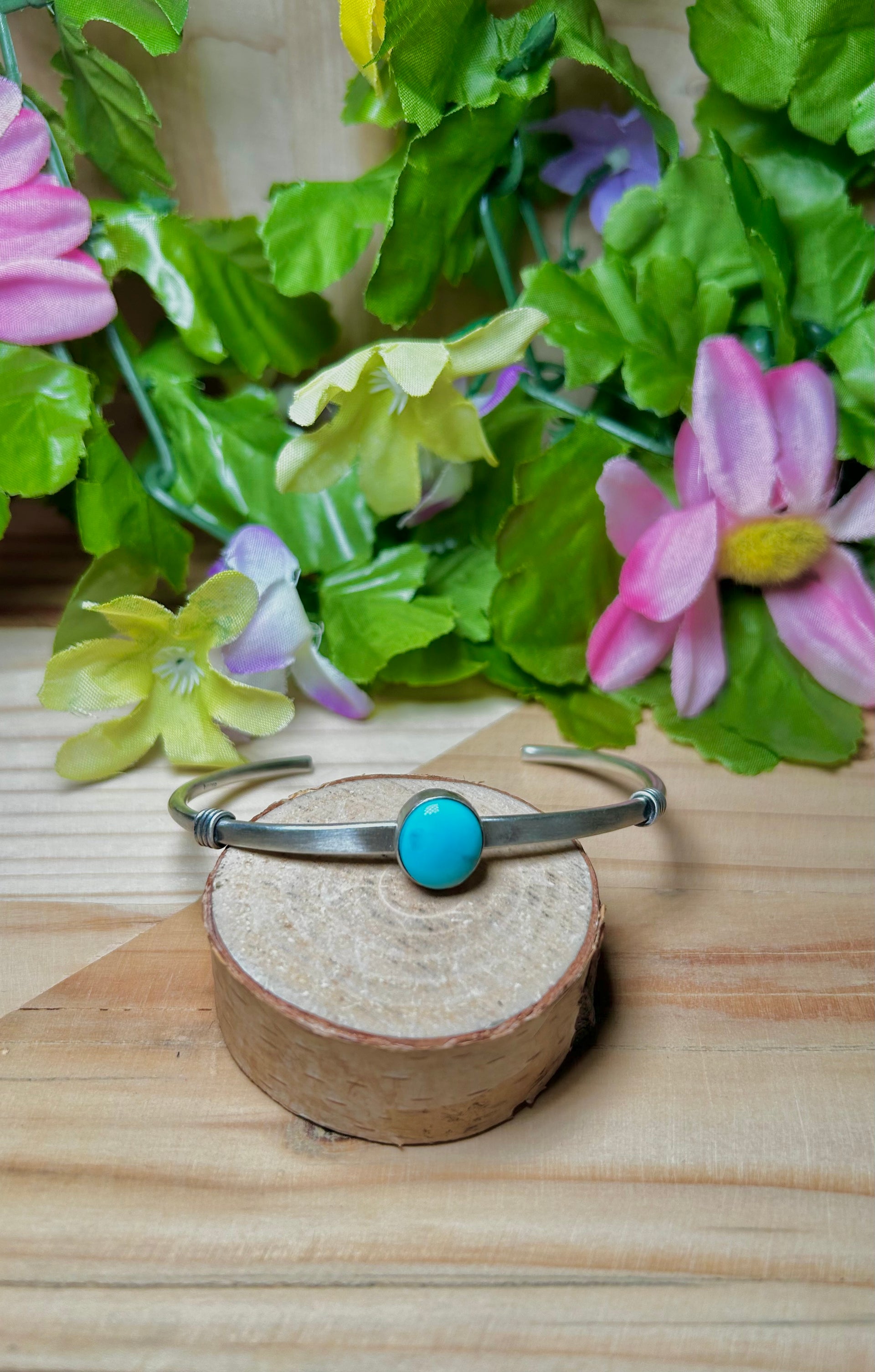 Navajo Made Kingman Turquoise & Sterling Silver Cuff Bracelet