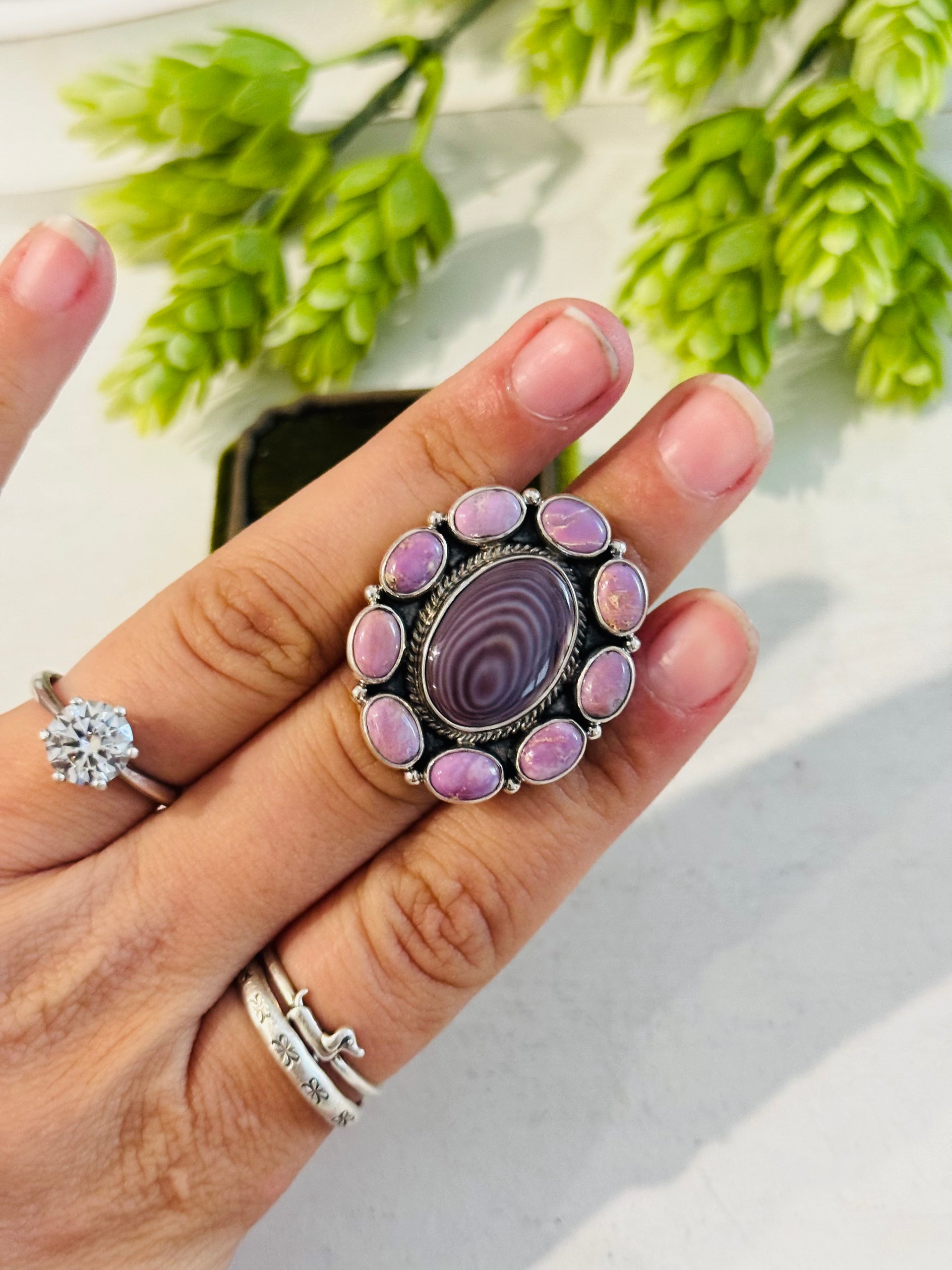 Southwest Made Multistone & Sterling Silver Adjustable Ring