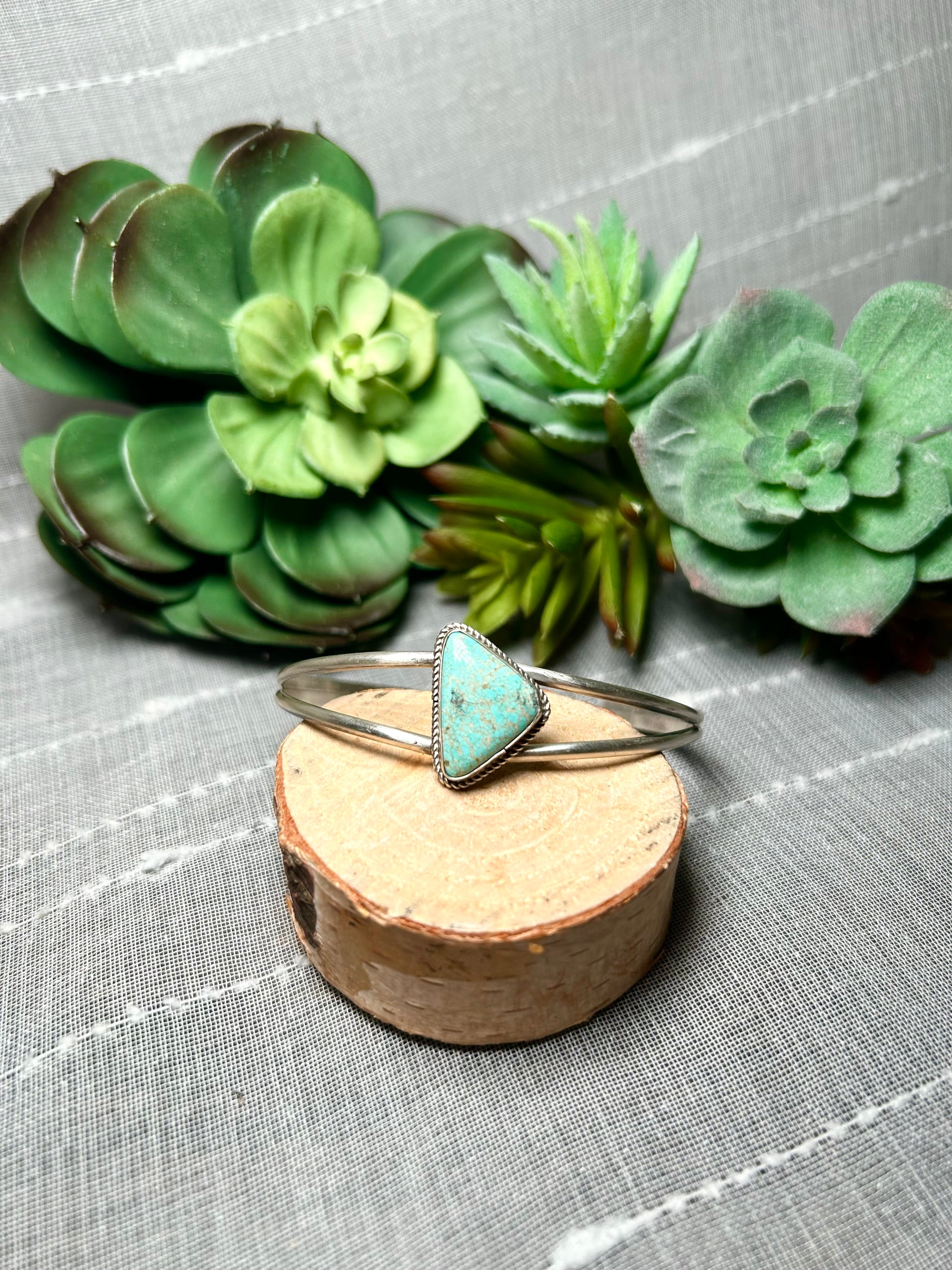 Navajo Made #8 Turquoise & Sterling Silver Cuff Bracelet