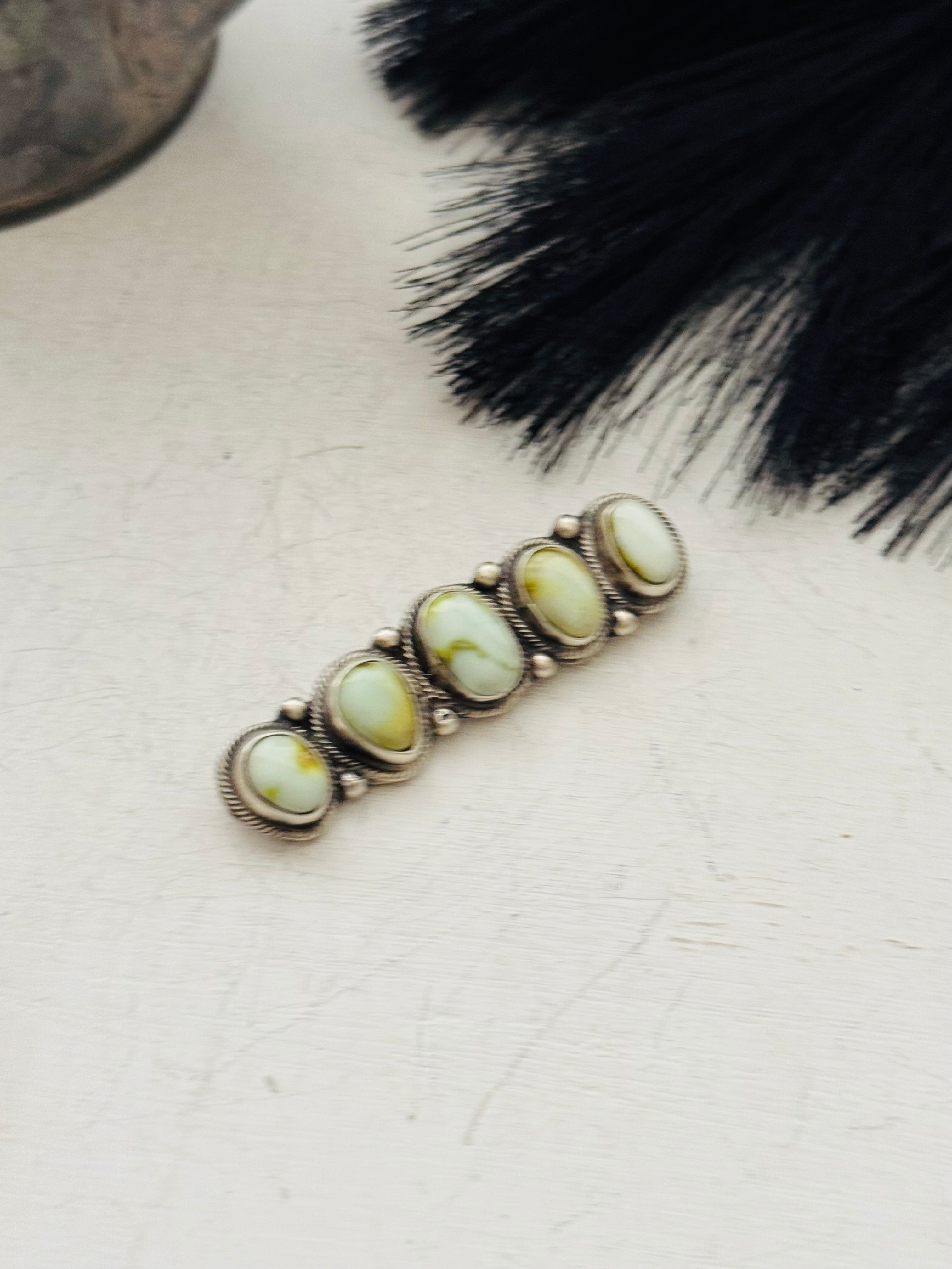 Navajo Made Palomino Variscite & Sterling Silver Pin