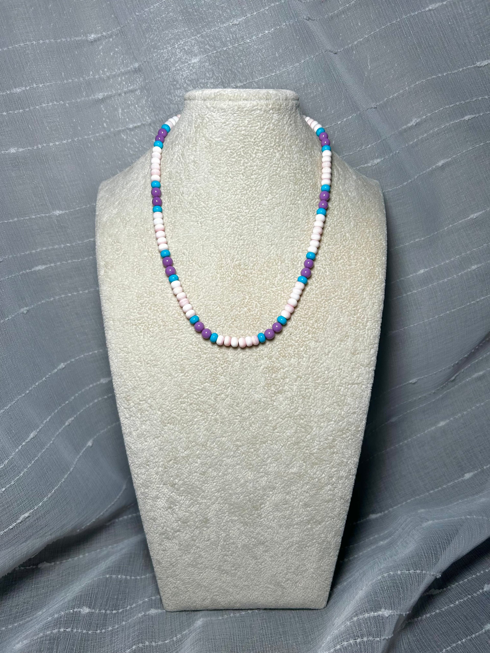 Navajo Strung Multi Stone & Sterling Silver Necklace