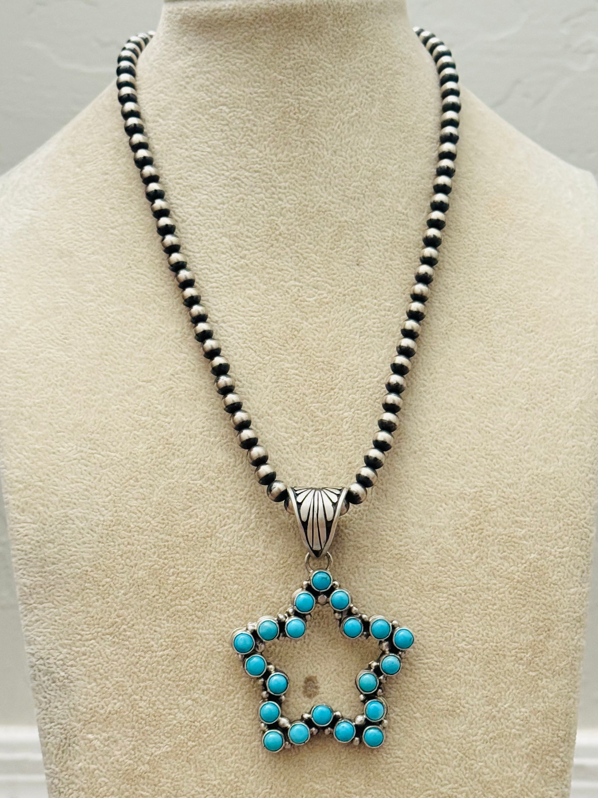 Charles Johnson Kingman Turquoise & Sterling Silver Star Pendant