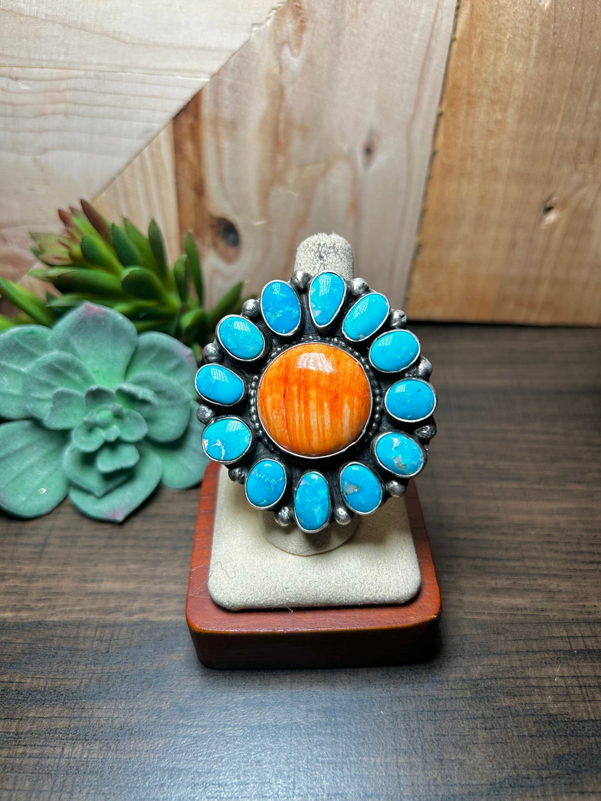 Sheila Becenti Multi Stone & Sterling Silver Adjustable Ring