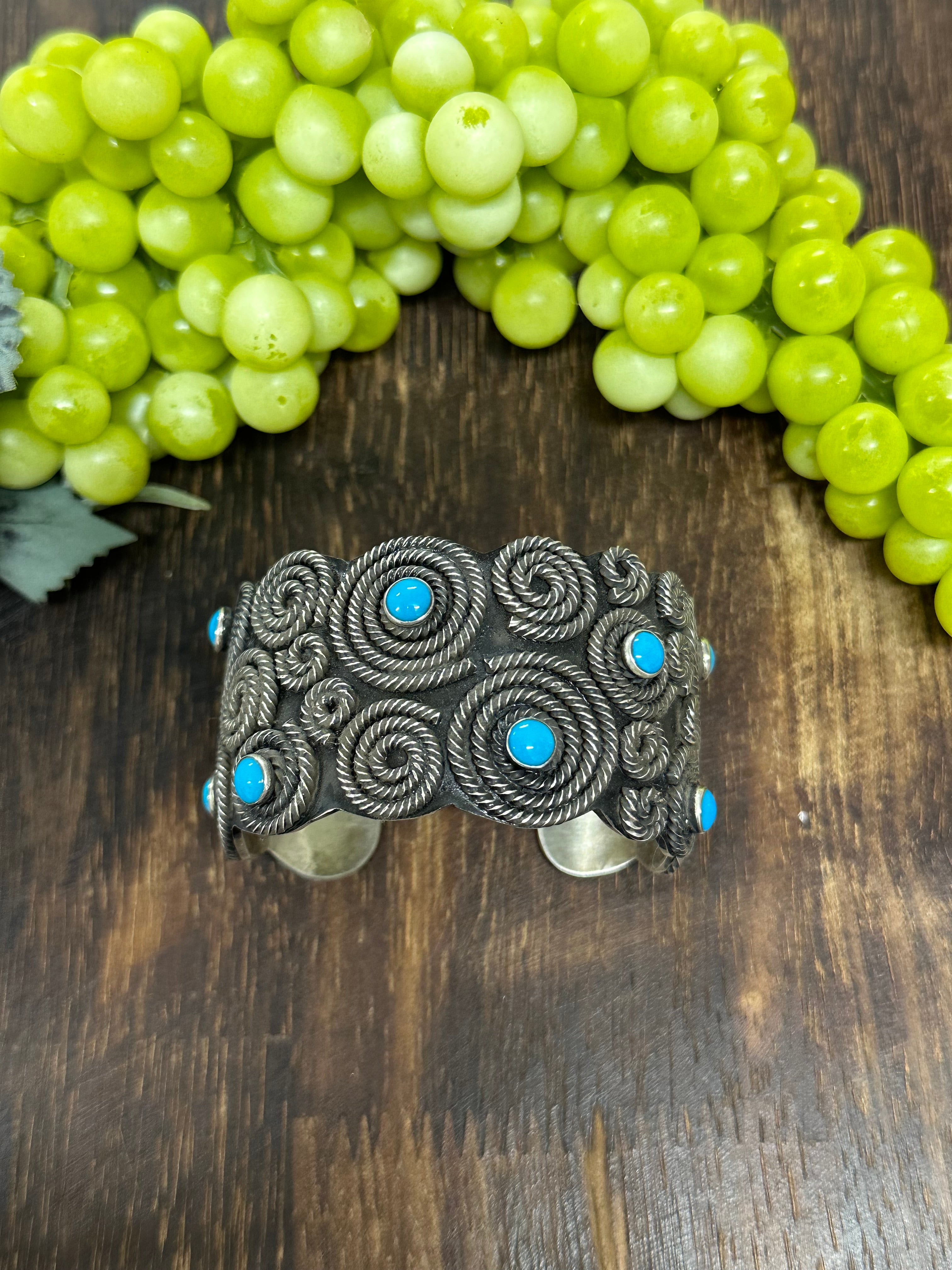 Leander Tahe Sleeping Beauty Turquoise & Sterling Silver Cuff Bracelet