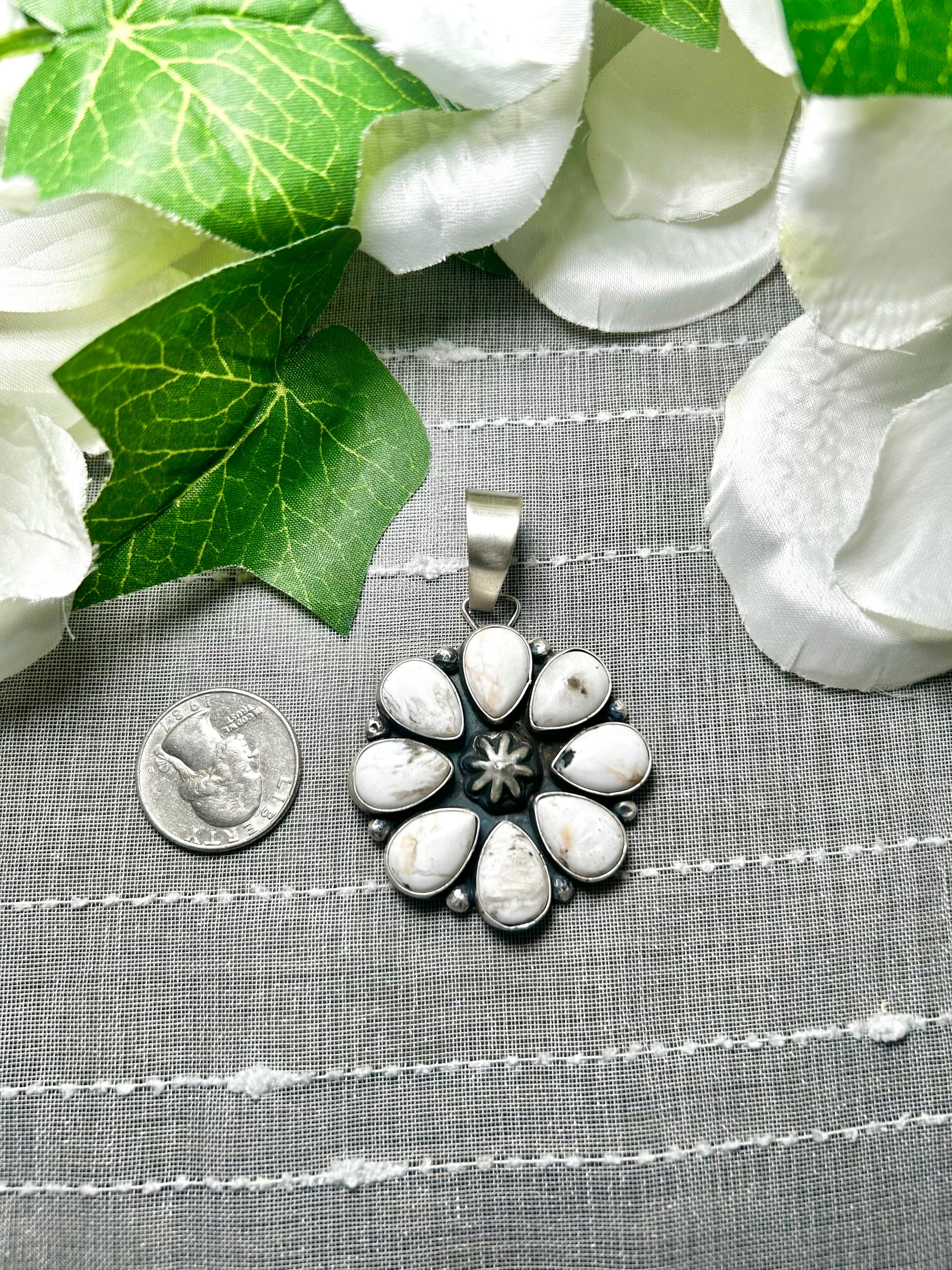 Rena Shelly White Buffalo & Sterling Silver Pendant