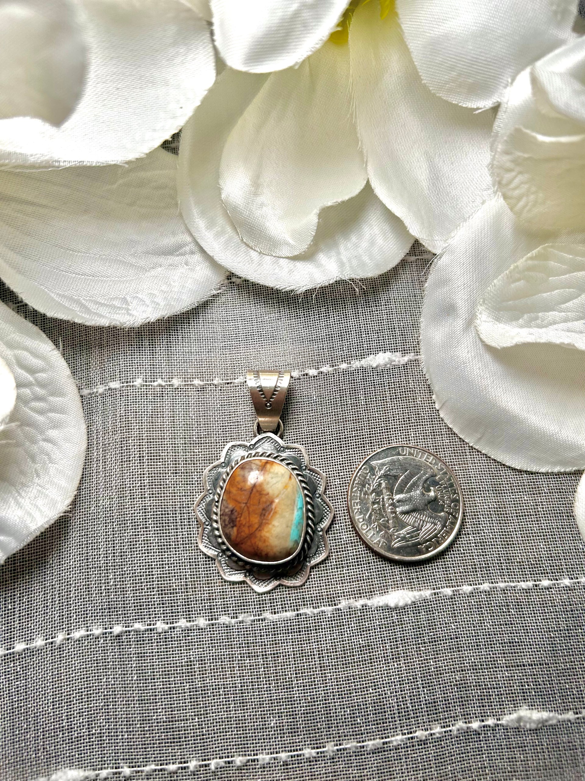 Dave Skeets Ribbon Royston Turquoise & Sterling Silver Pendant