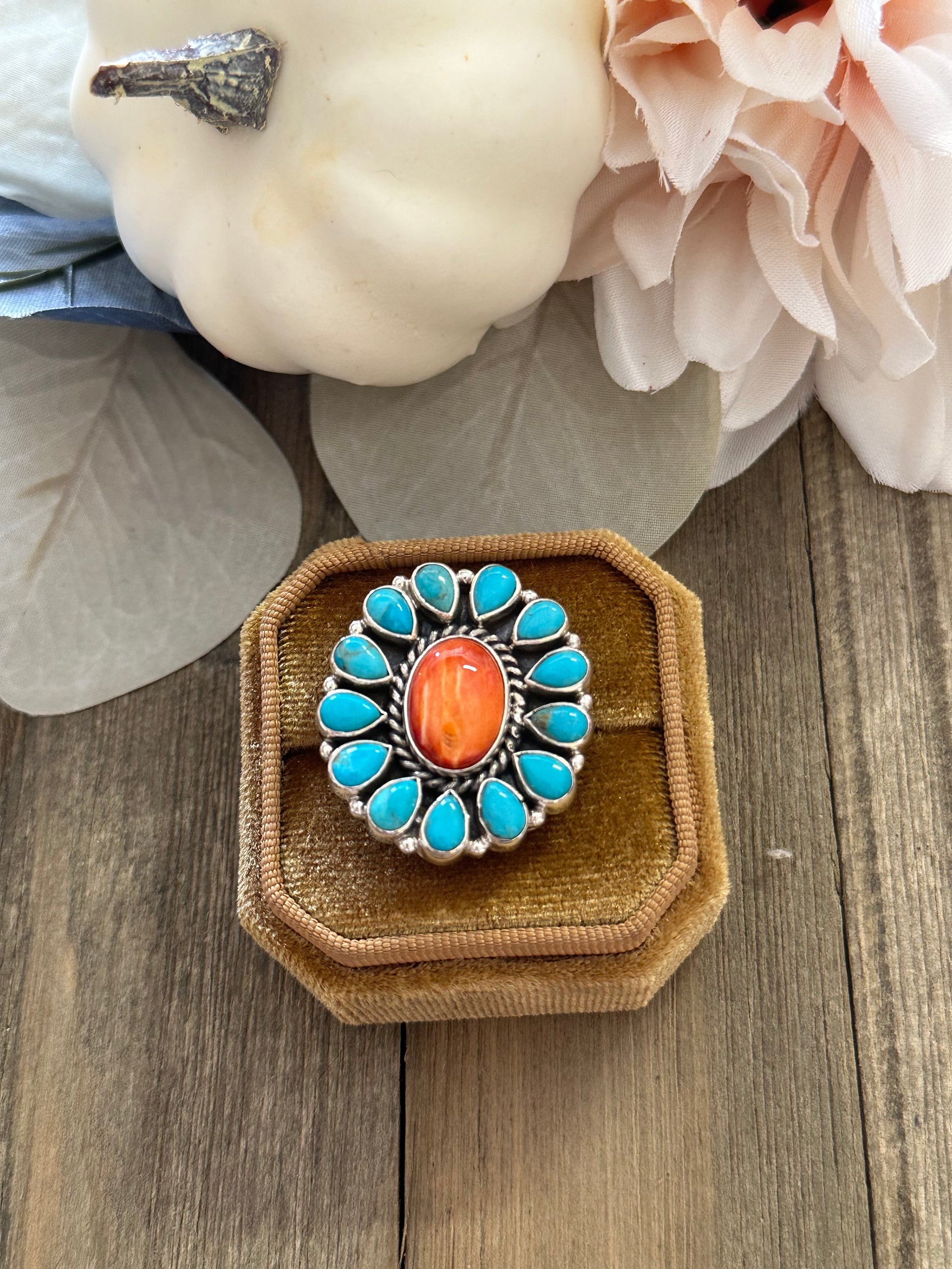 Southwest Handmade Multi Stone & Sterling Silver Adjustable Ring