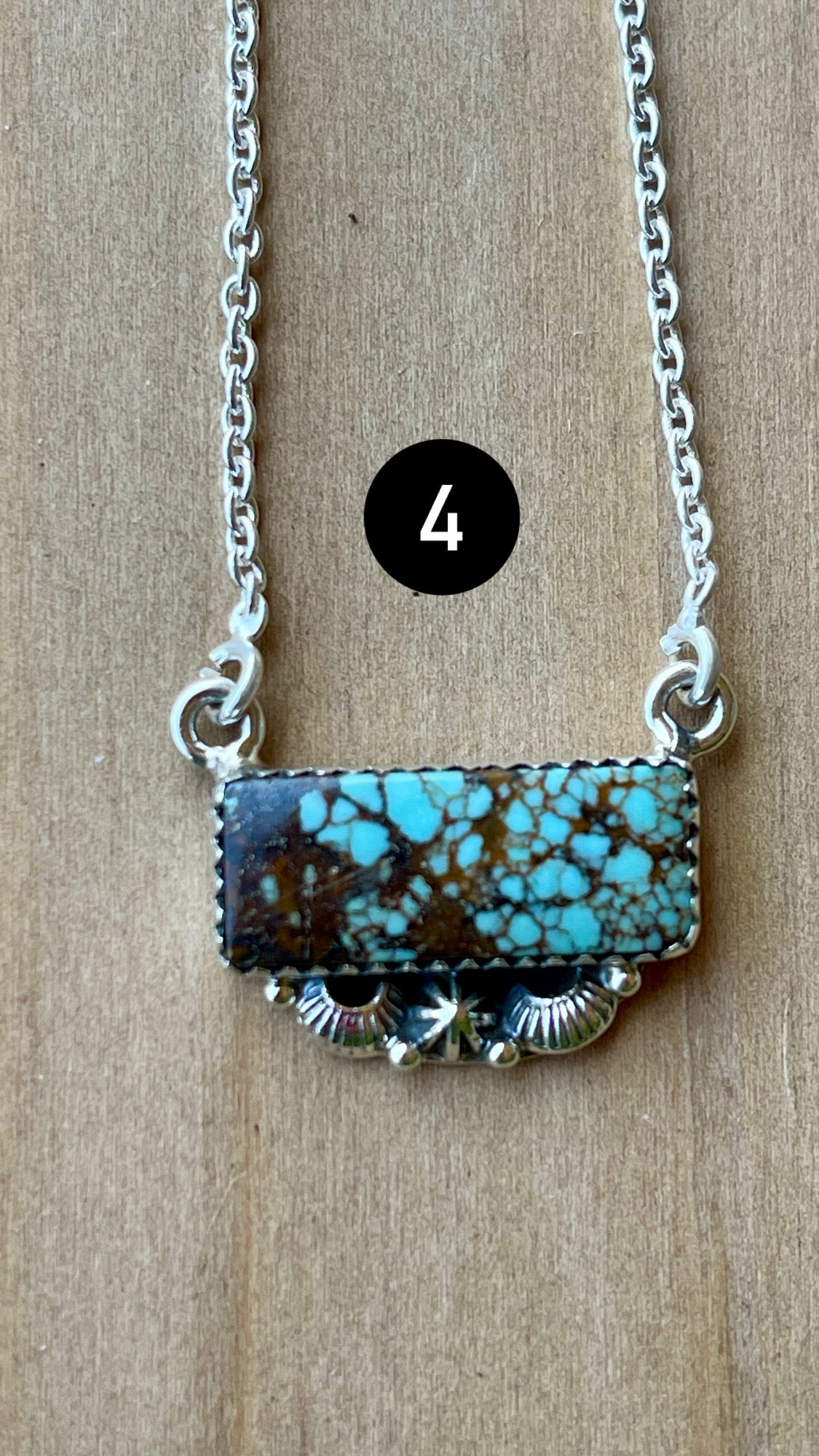 Southwest Handmade Number 8 Turquoise & Sterling Silver Bar Necklace