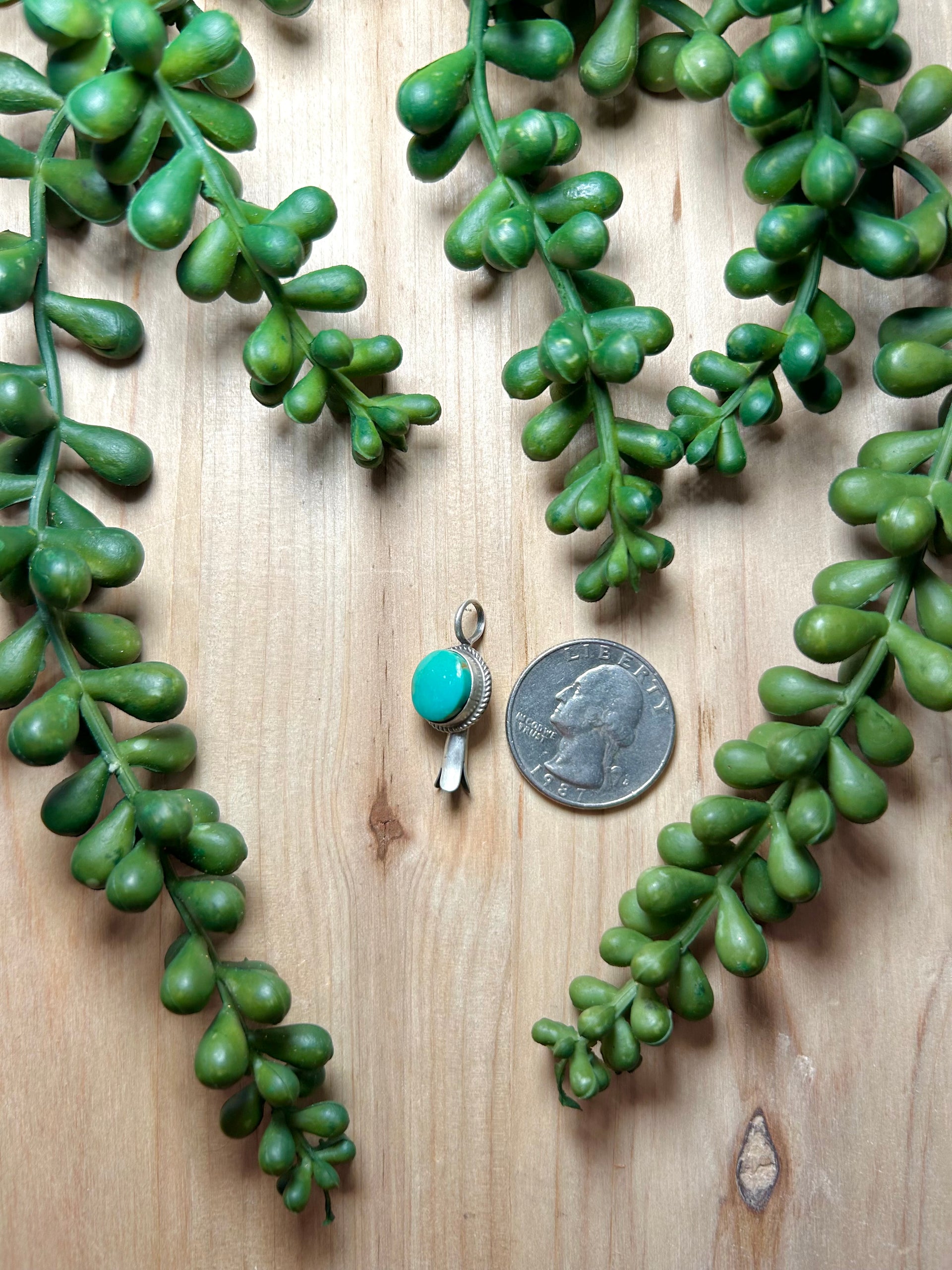 Navajo Made Kingman Turquoise & Sterling Silver Pendant
