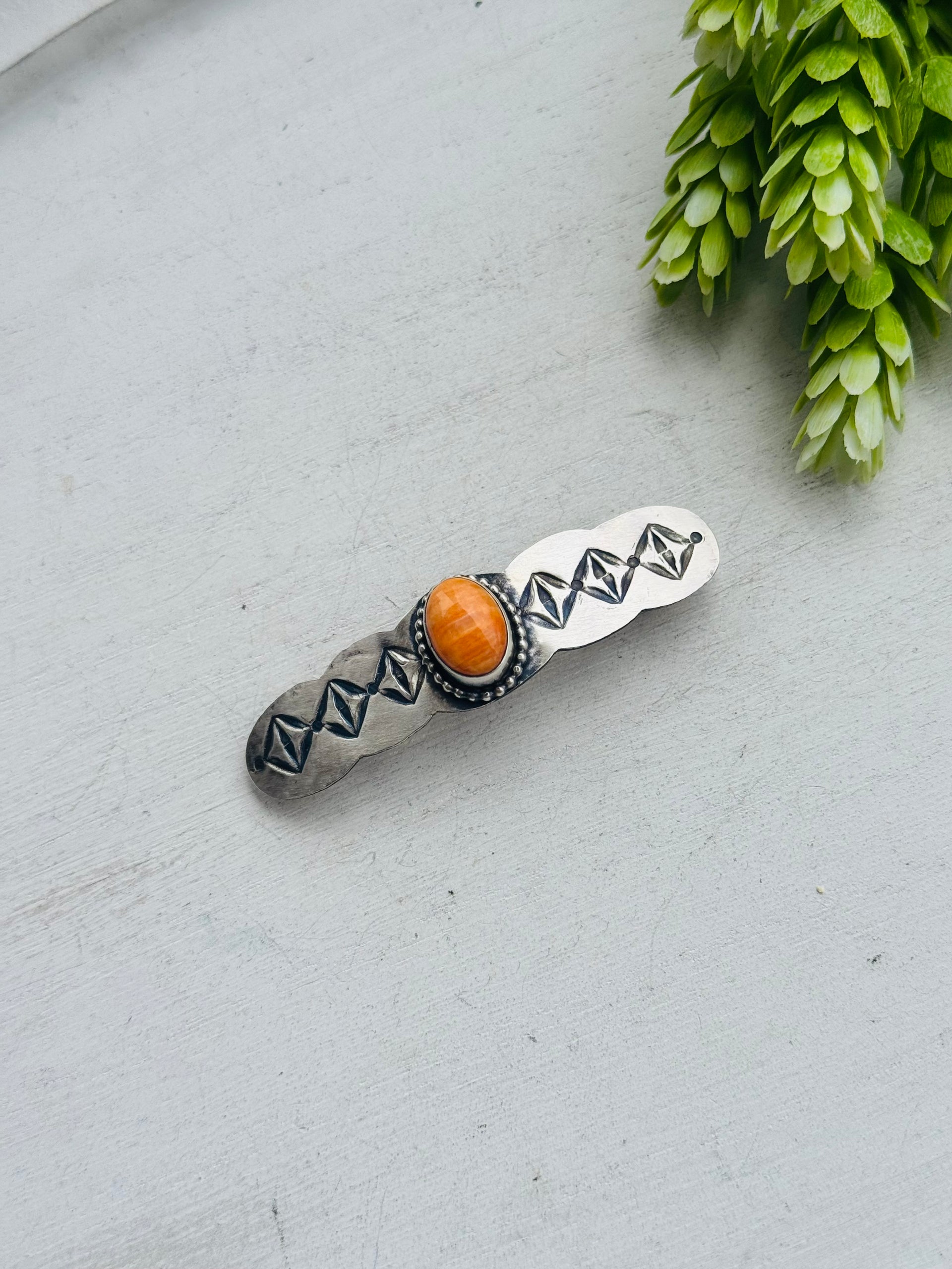 Danny Henio Spiny Oyster & Sterling Silver Hair Barrette