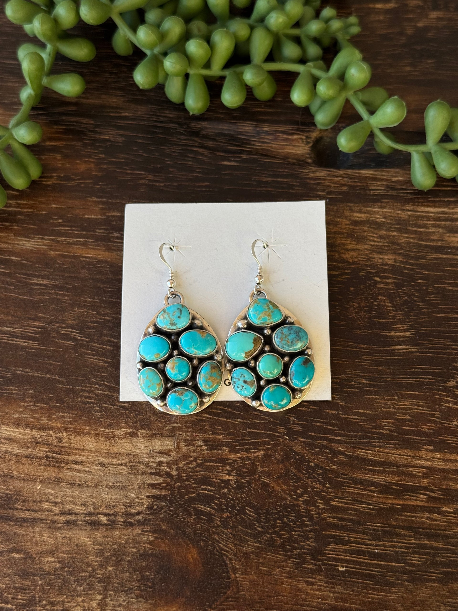 Emer Thompson Kingman Turquoise & Sterling Silver Cluster Earrings