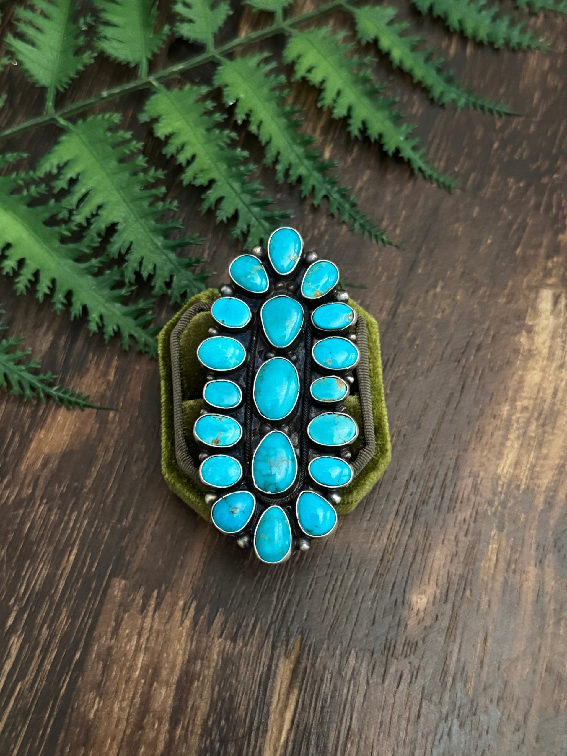 Sheila Becenti Kingman Turquoise Sterling Silver Adjustable Ring