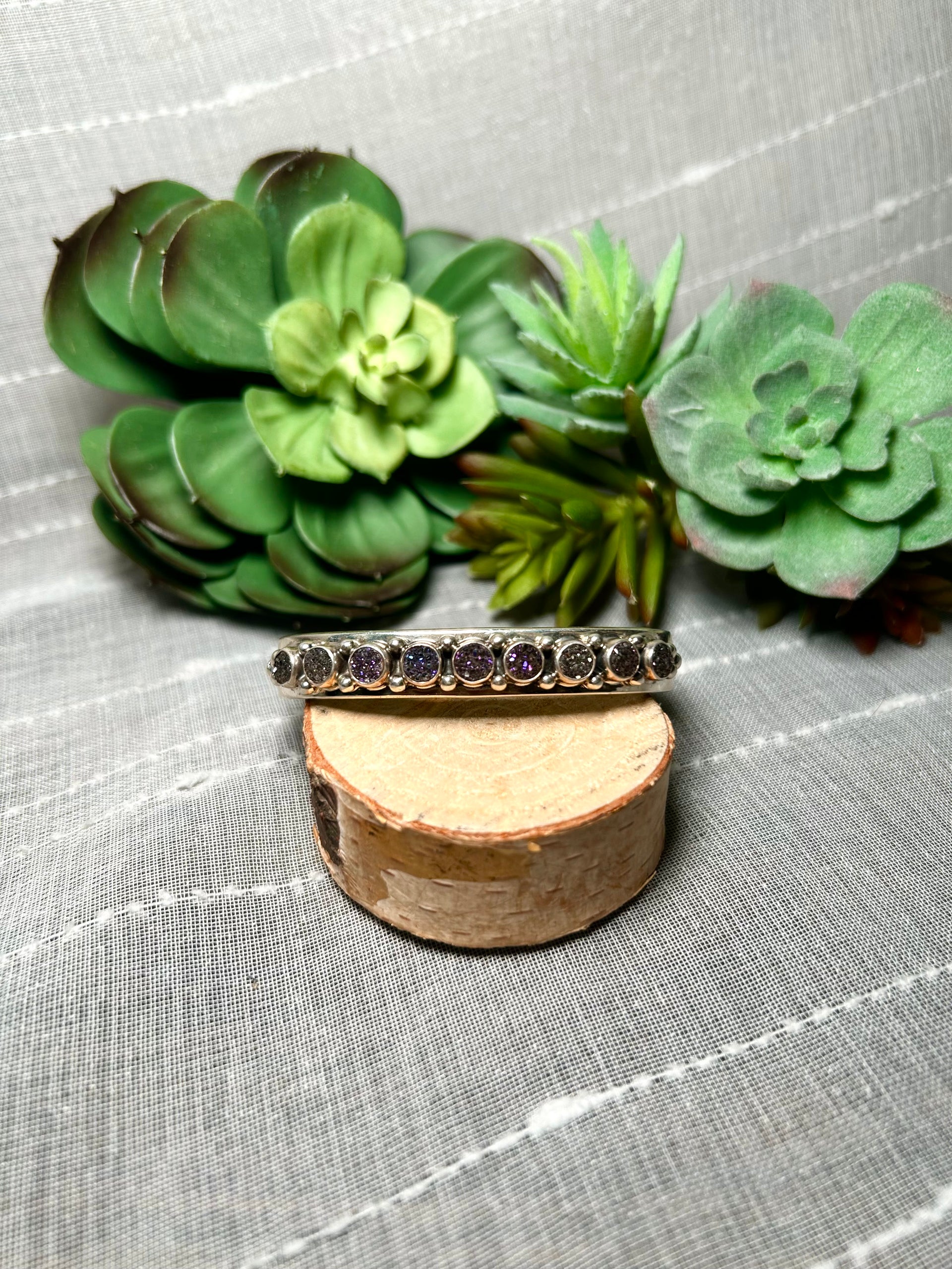 Navajo Made Drunzy & Sterling Silver Cuff Bracelet