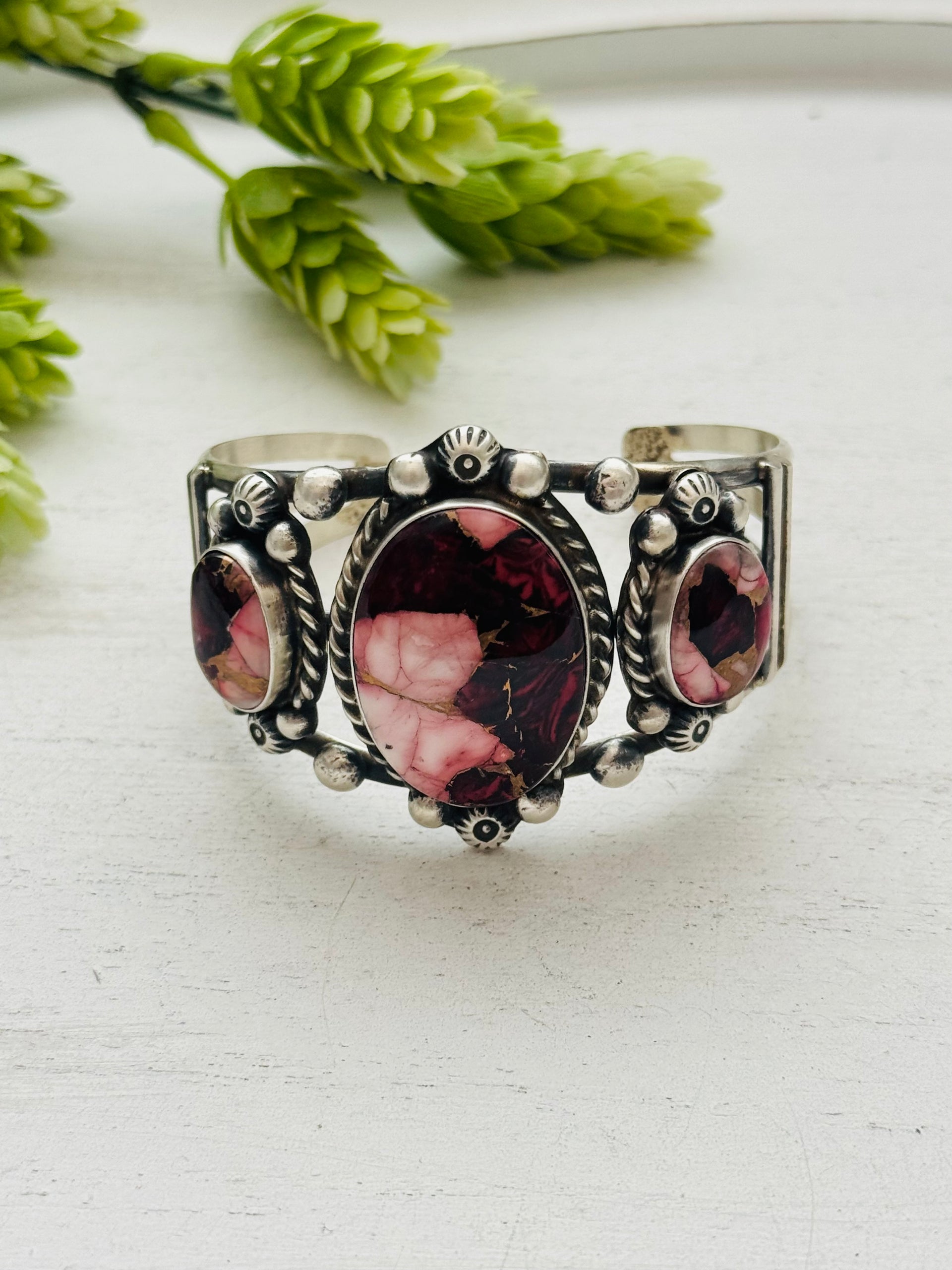 Augustine Largo Rose Dahlia & Sterling Silver Cuff Bracelet