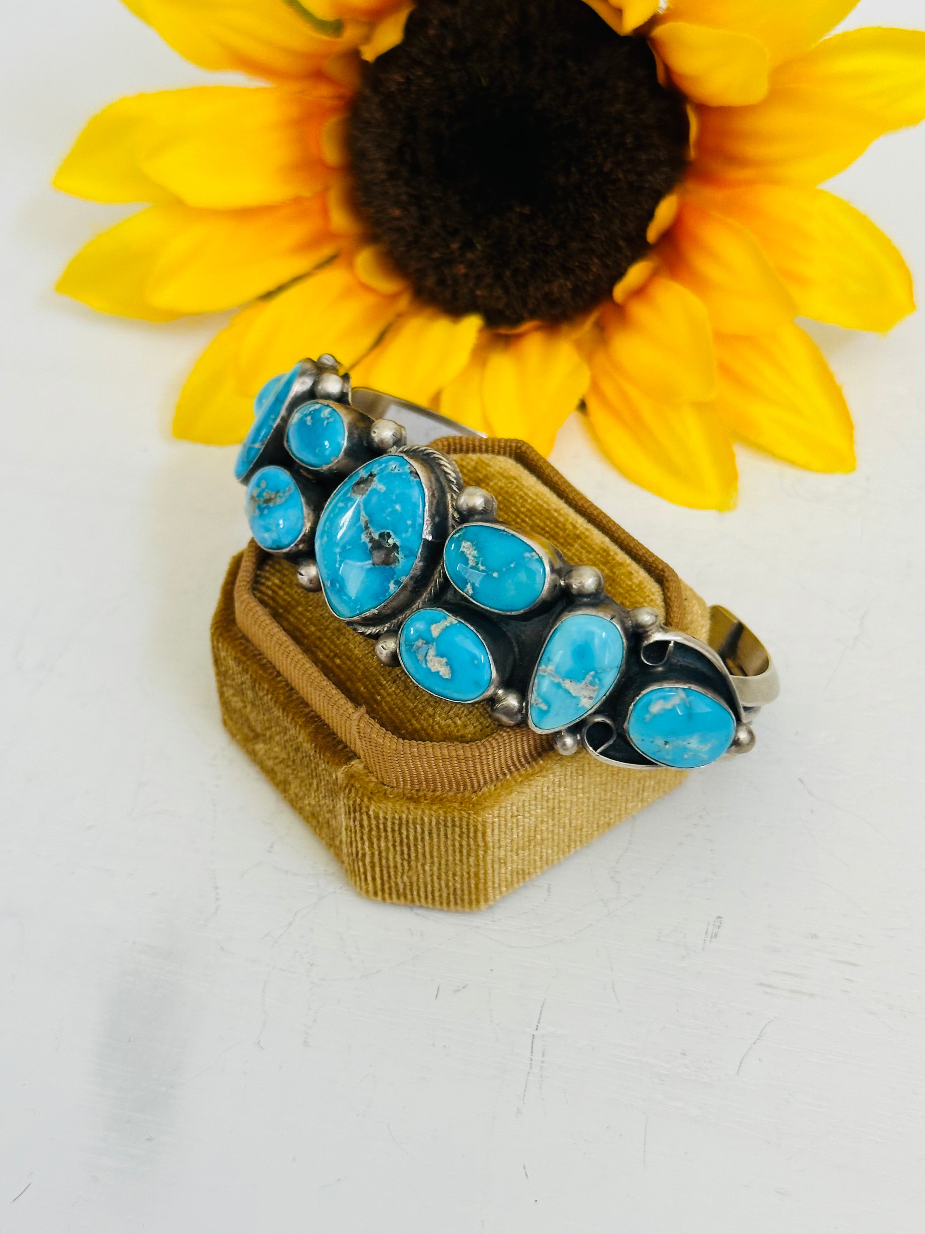 Navajo Natural Valley Blue Turquoise & Sterling Silver Cuff Bracelet