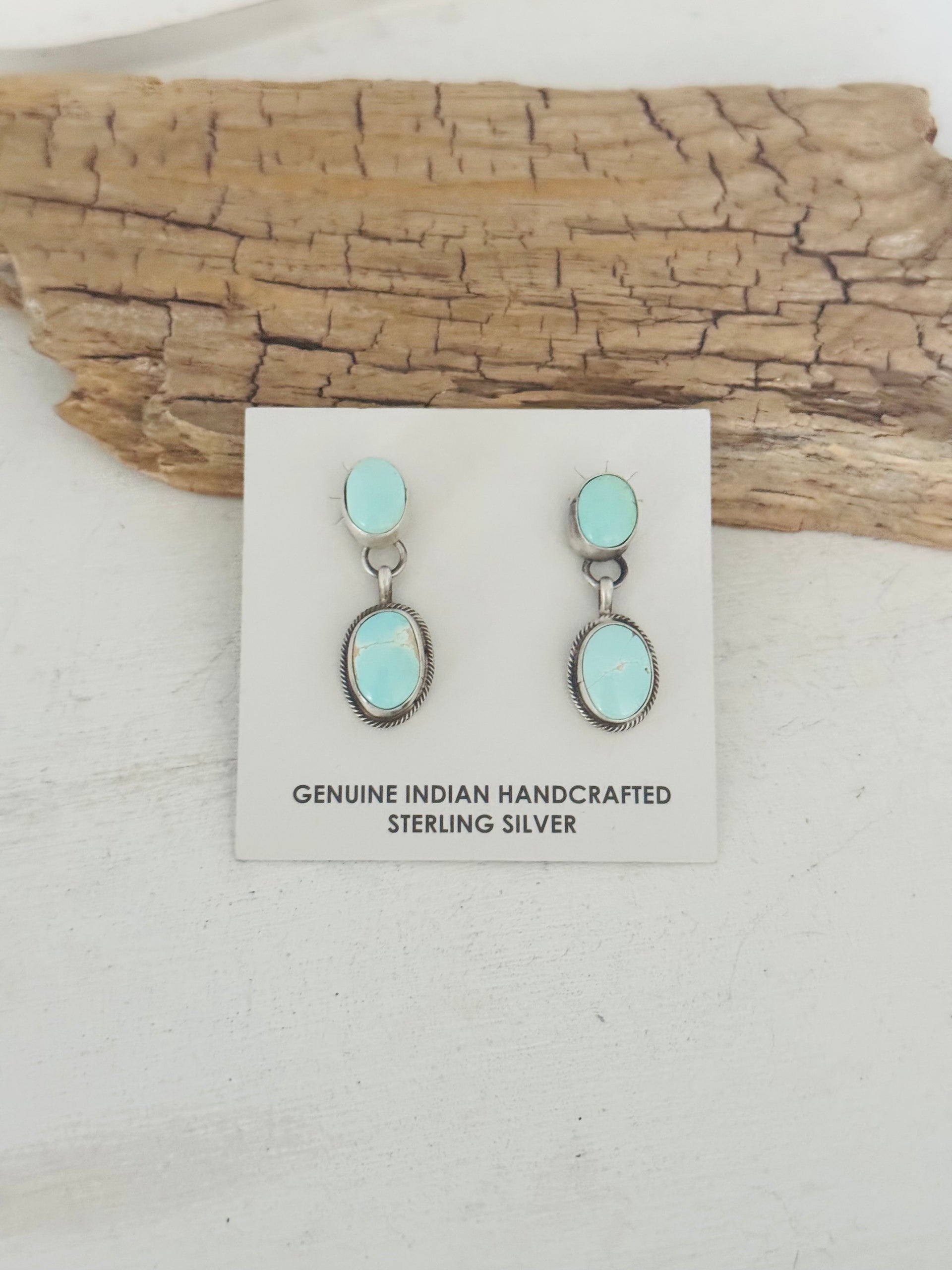 Sheryl Martinez Royston Turquoise & Sterling Silver Post Dangle Earrings
