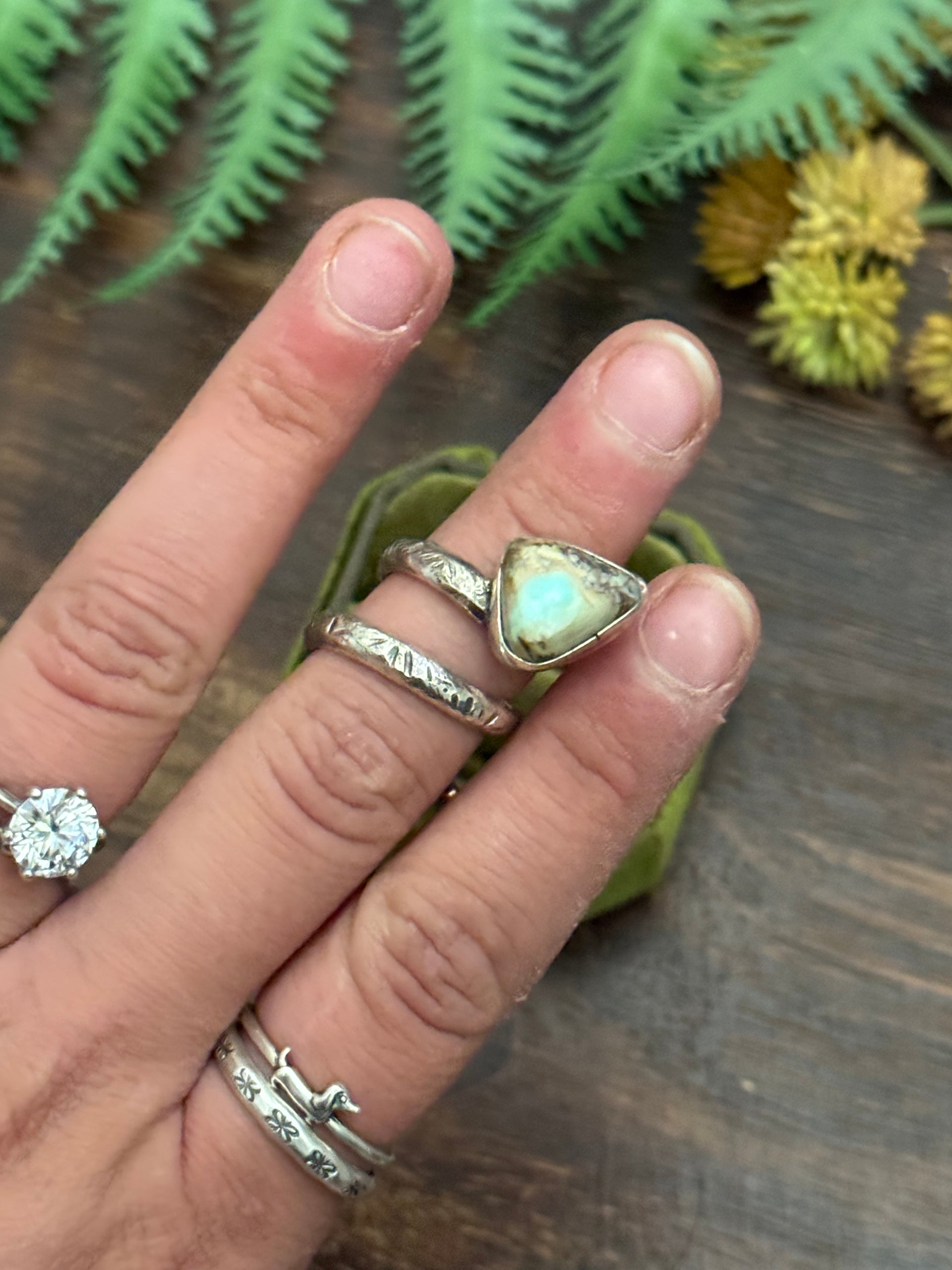 Jude Candalaria Golden Hills Turquoise Sterling Silver Adjustable Ring