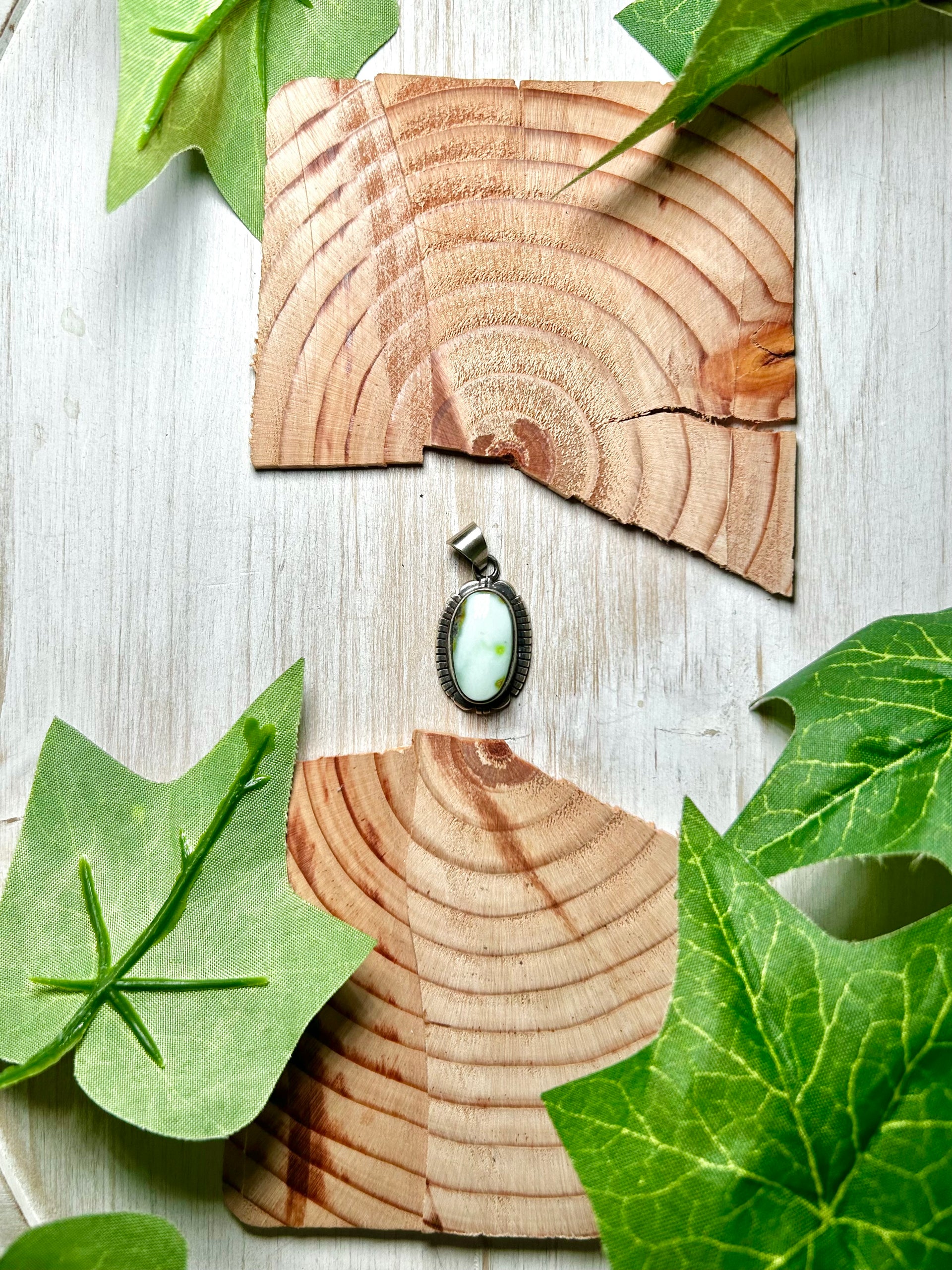 Navajo Made Palomino Variscite & Sterling Silver Pendant