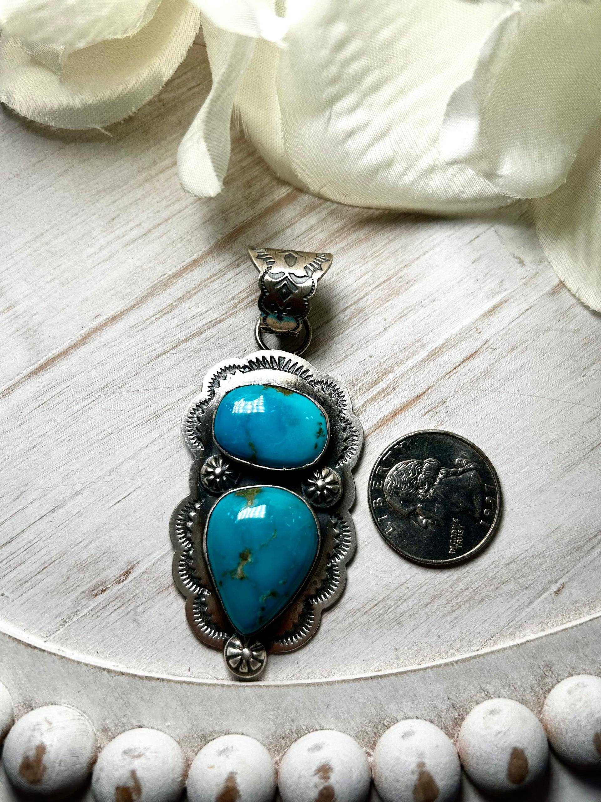 Delbert Secarero Kingman Turquoise & Sterling Silver Pendant