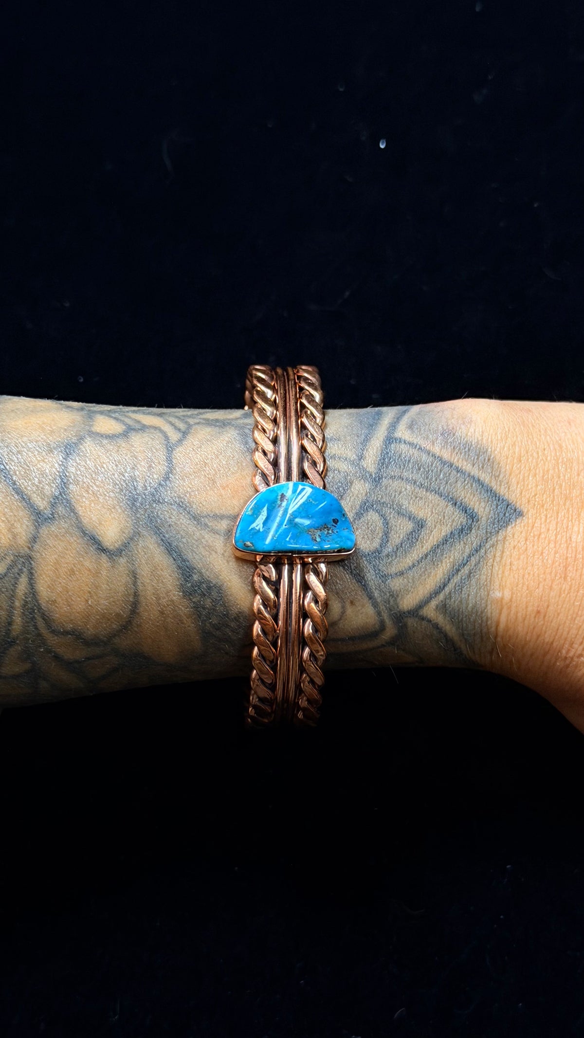Navajo Made Kingman Turquoise & Copper Cuff Bracelet