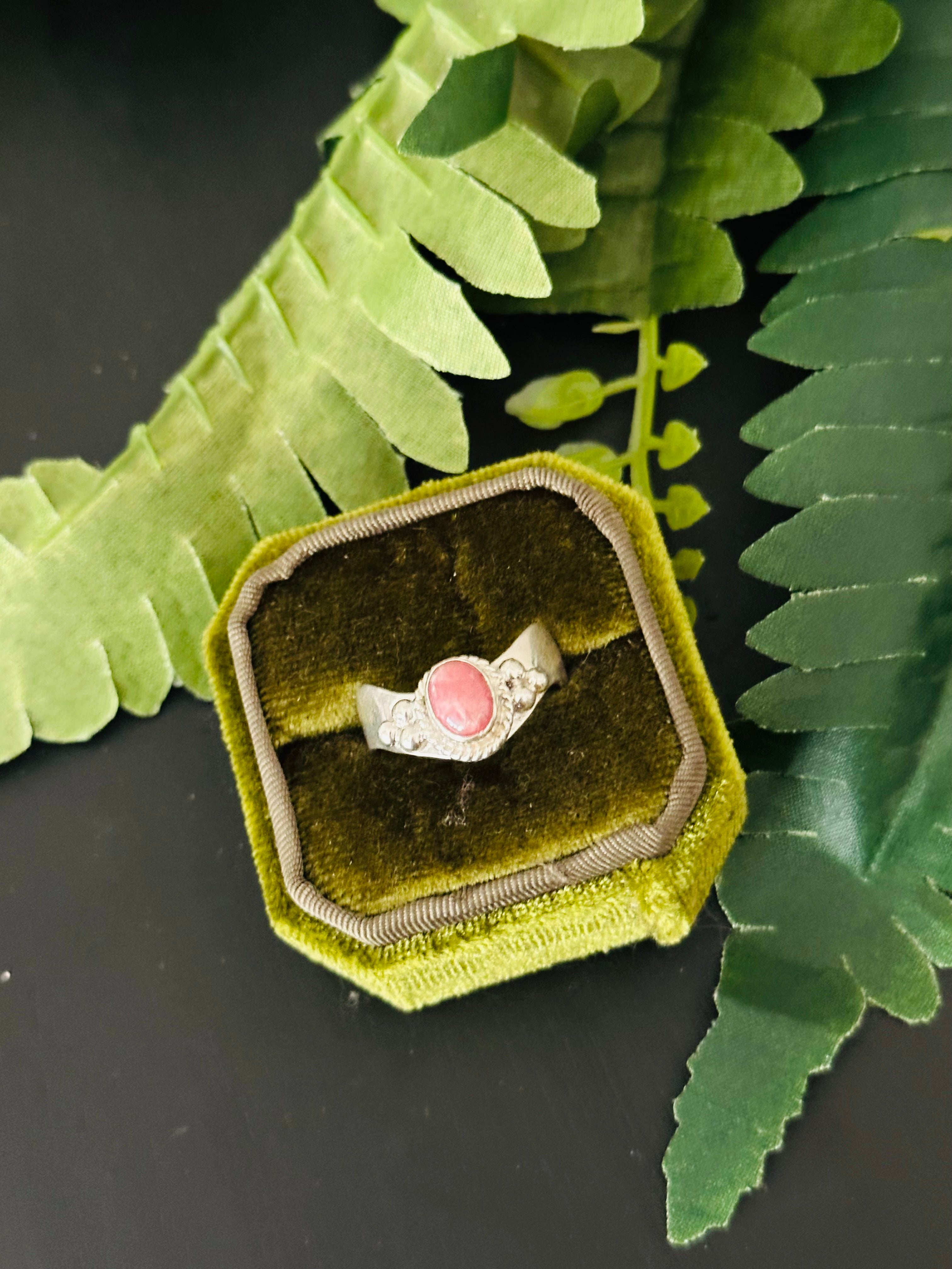 Navajo Made Rhodochrosite & Sterling Silver Ring