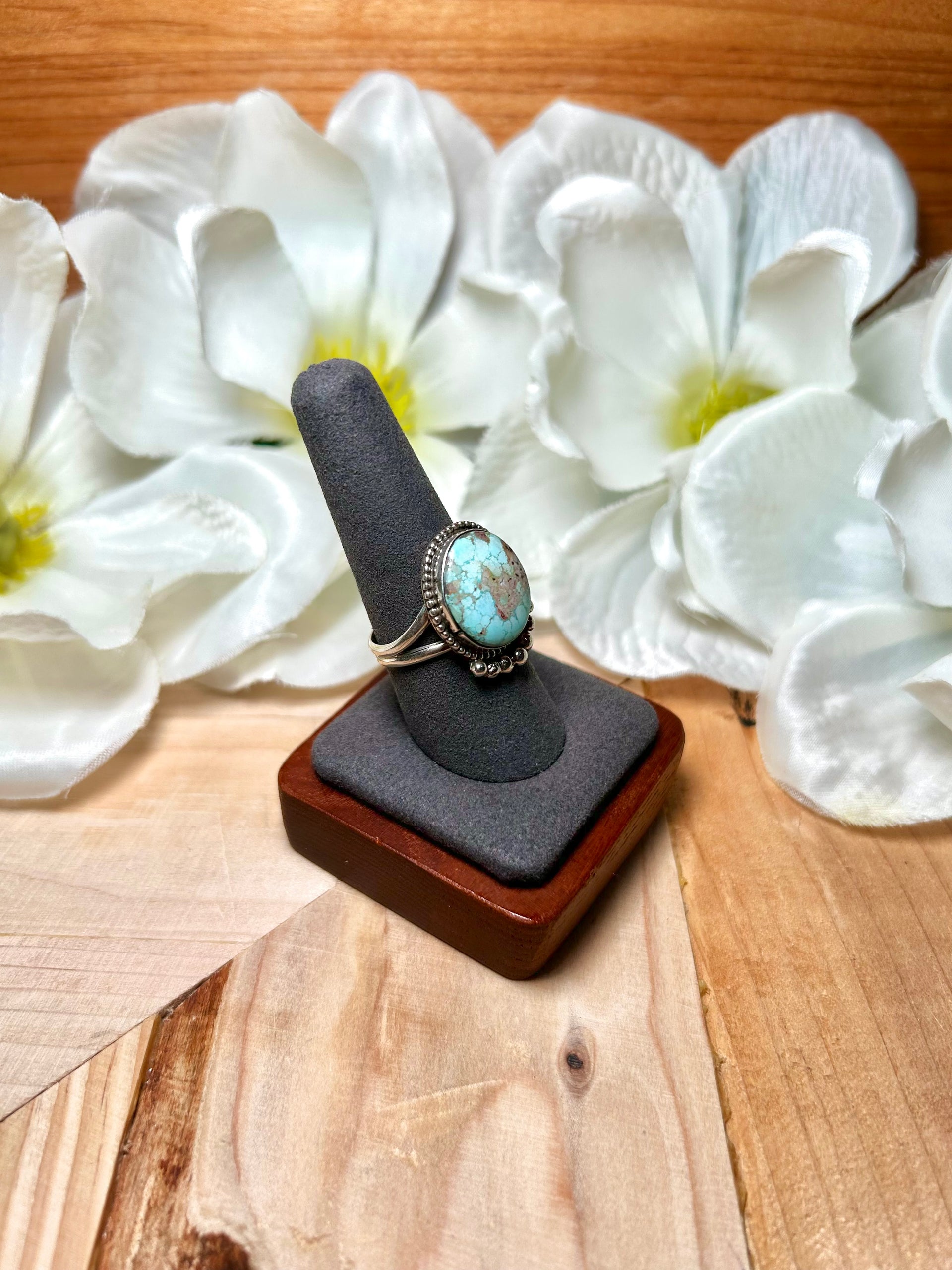 Navajo Made Golden Hill Turquoise & Sterling Silver Ring Size 9
