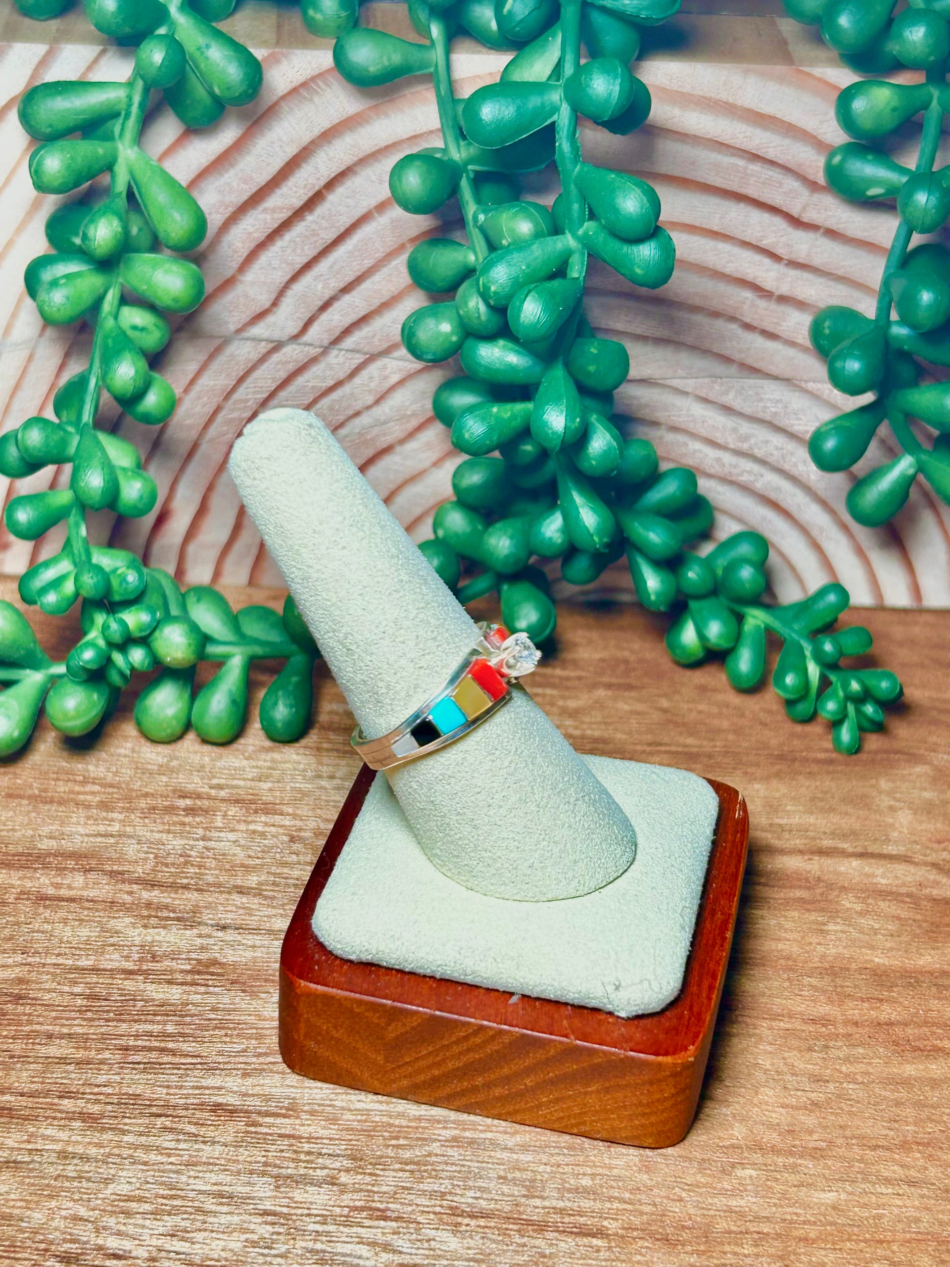 Zunni Made Multi Stone & Sterling Silver Cubic Circunia Ring Size 6