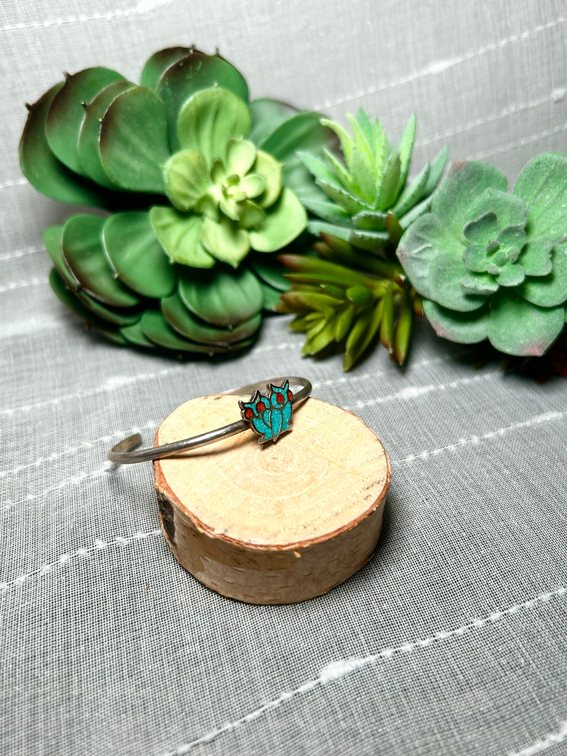 Vintage Zuni Multi Stone & Sterling Silver Cuff Bracelet