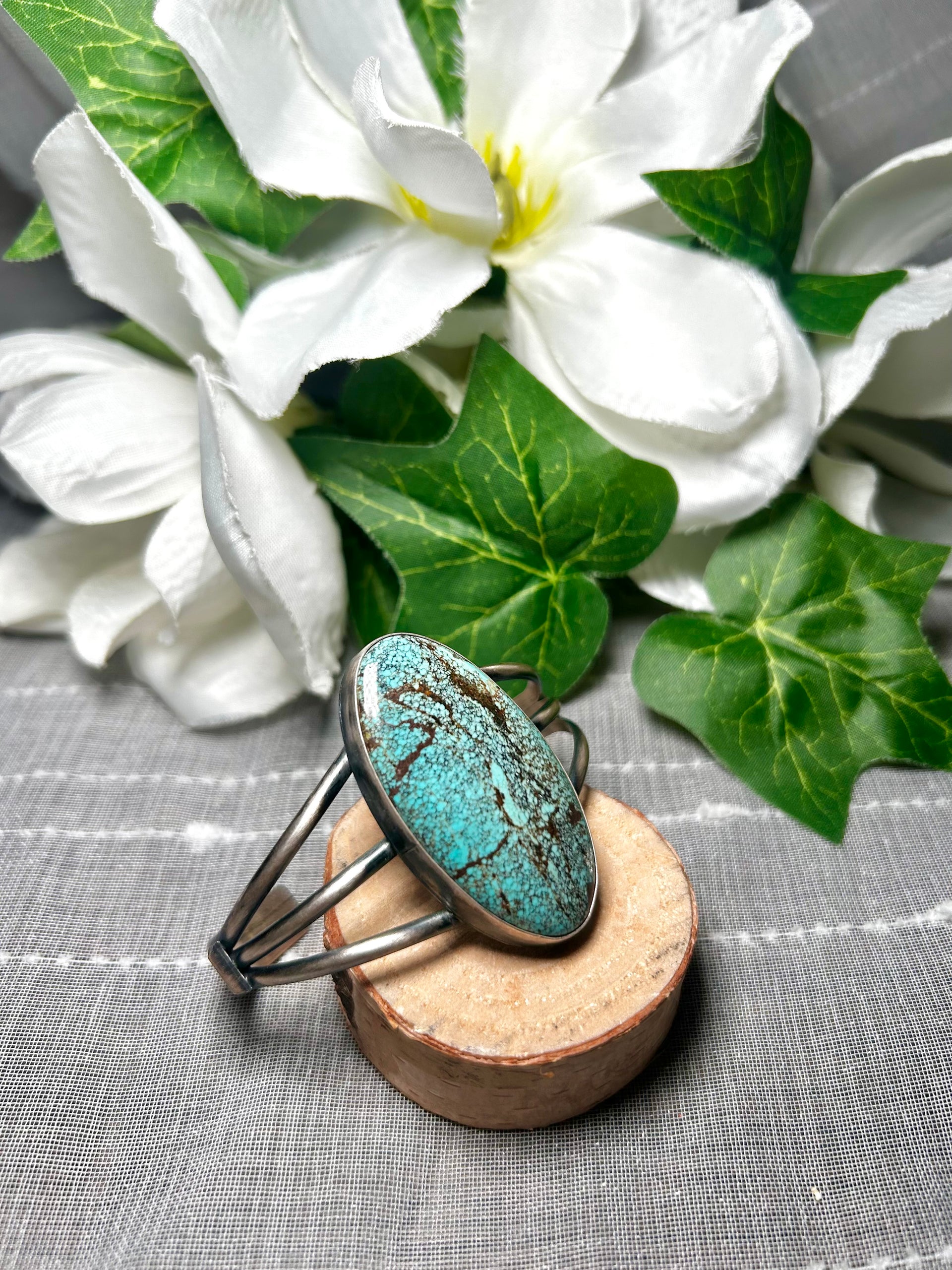 Dave Skeets #8 Turquoise & Sterling Silver Cuff Bracelet