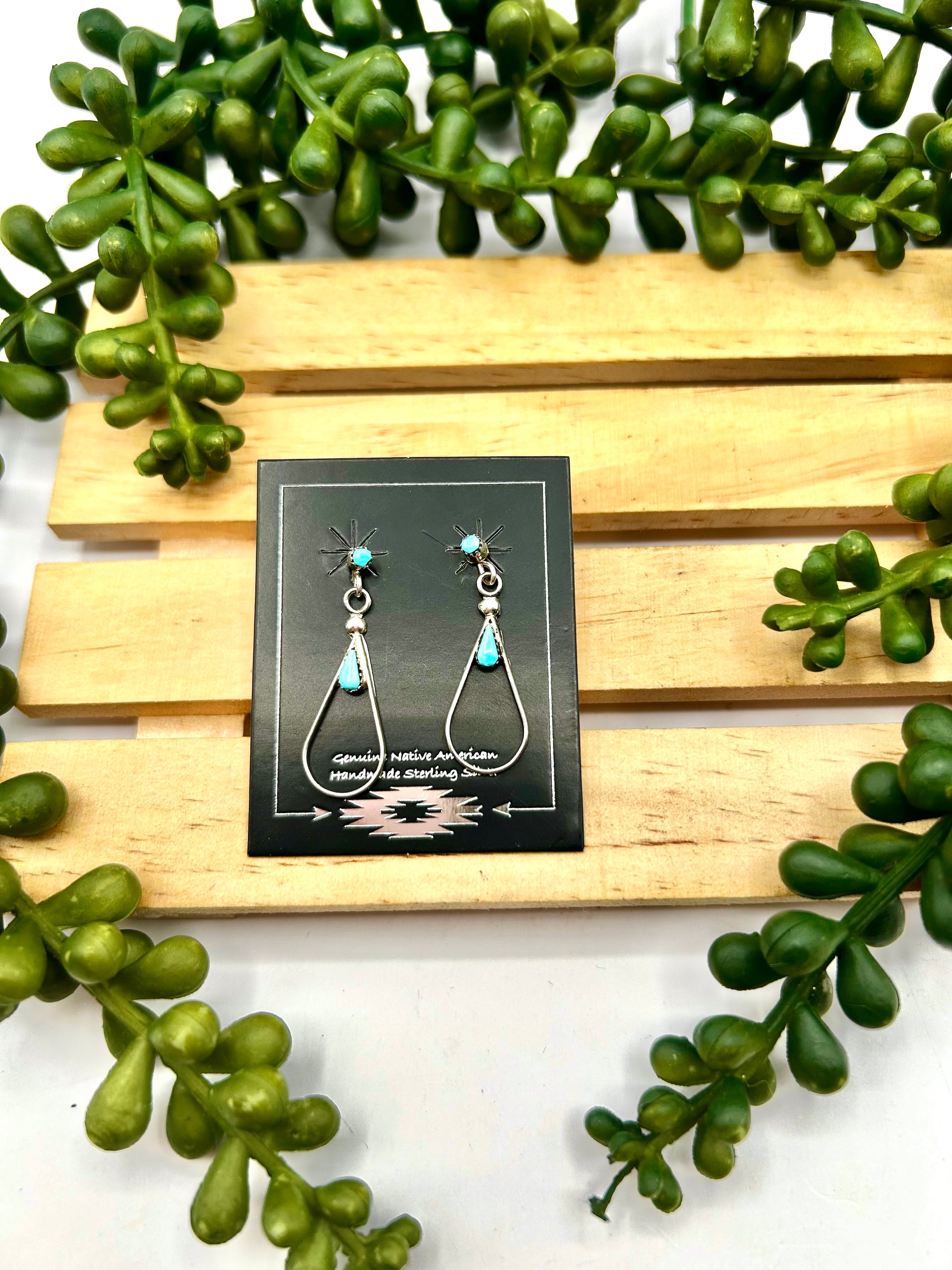 Navajo Made Kingman Turquoise & Sterling Silver Post Earrings