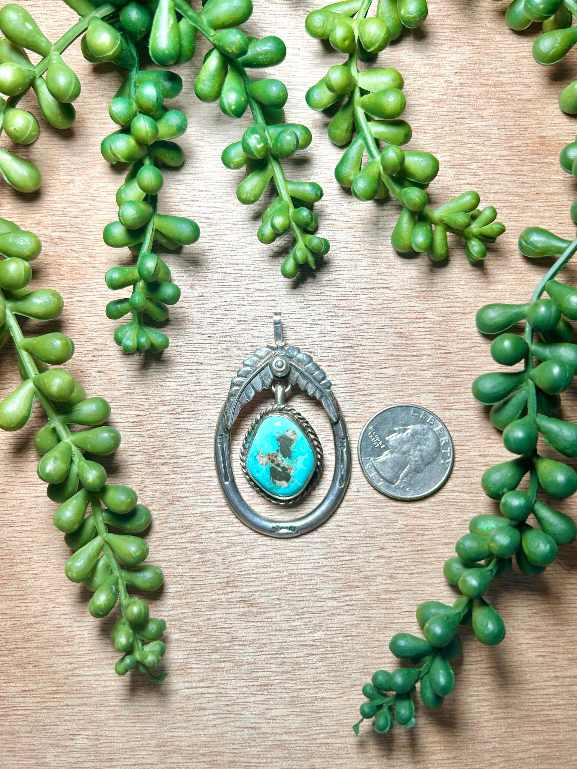 Navajo Made Royston Turquoise & Sterling Silver Pendant